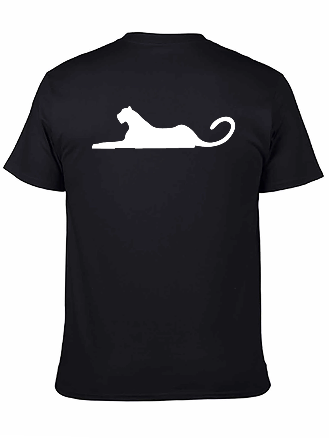 Black T-Shirt with White Panther Silhouette