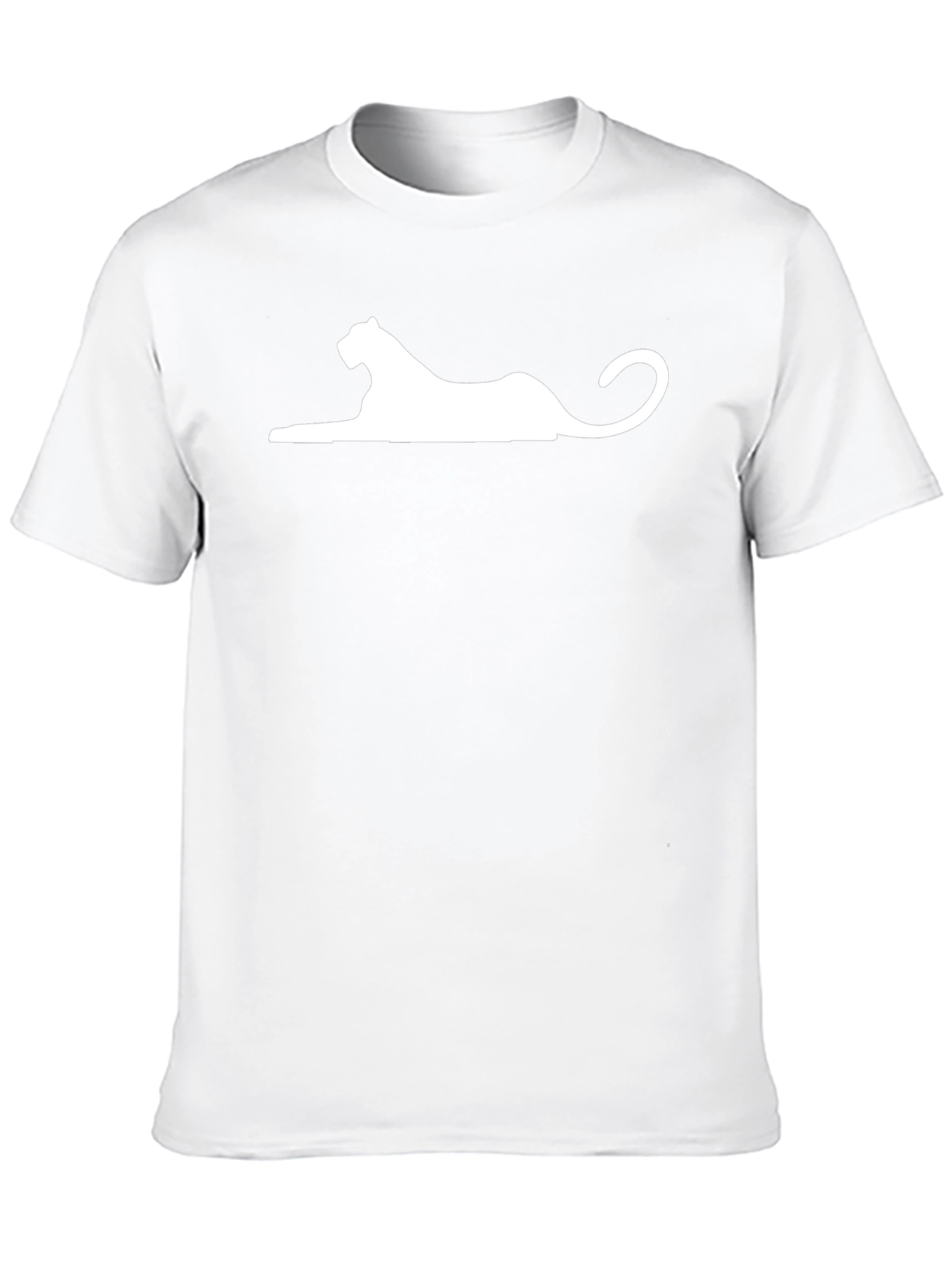 Black T-Shirt with White Panther Silhouette