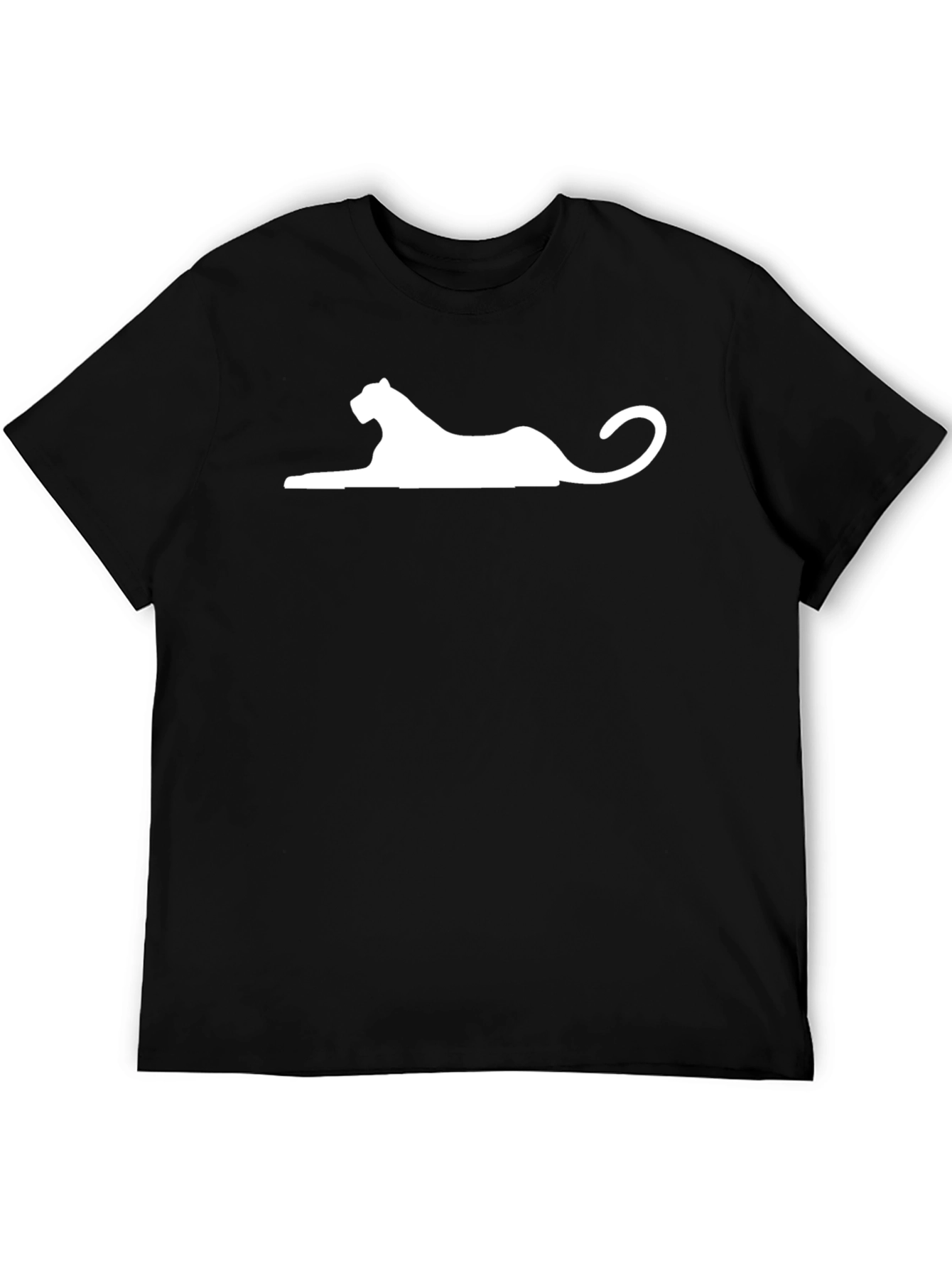 Black T-Shirt with White Panther Silhouette