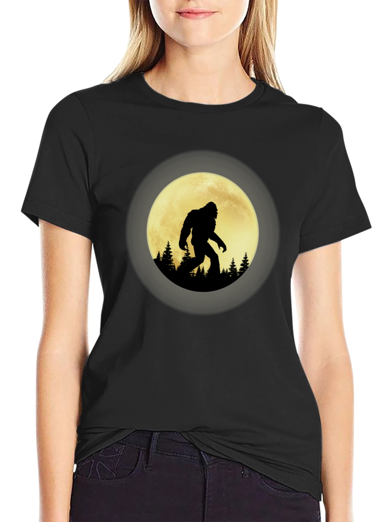 Bigfoot Moon Silhouette Graphic Tee