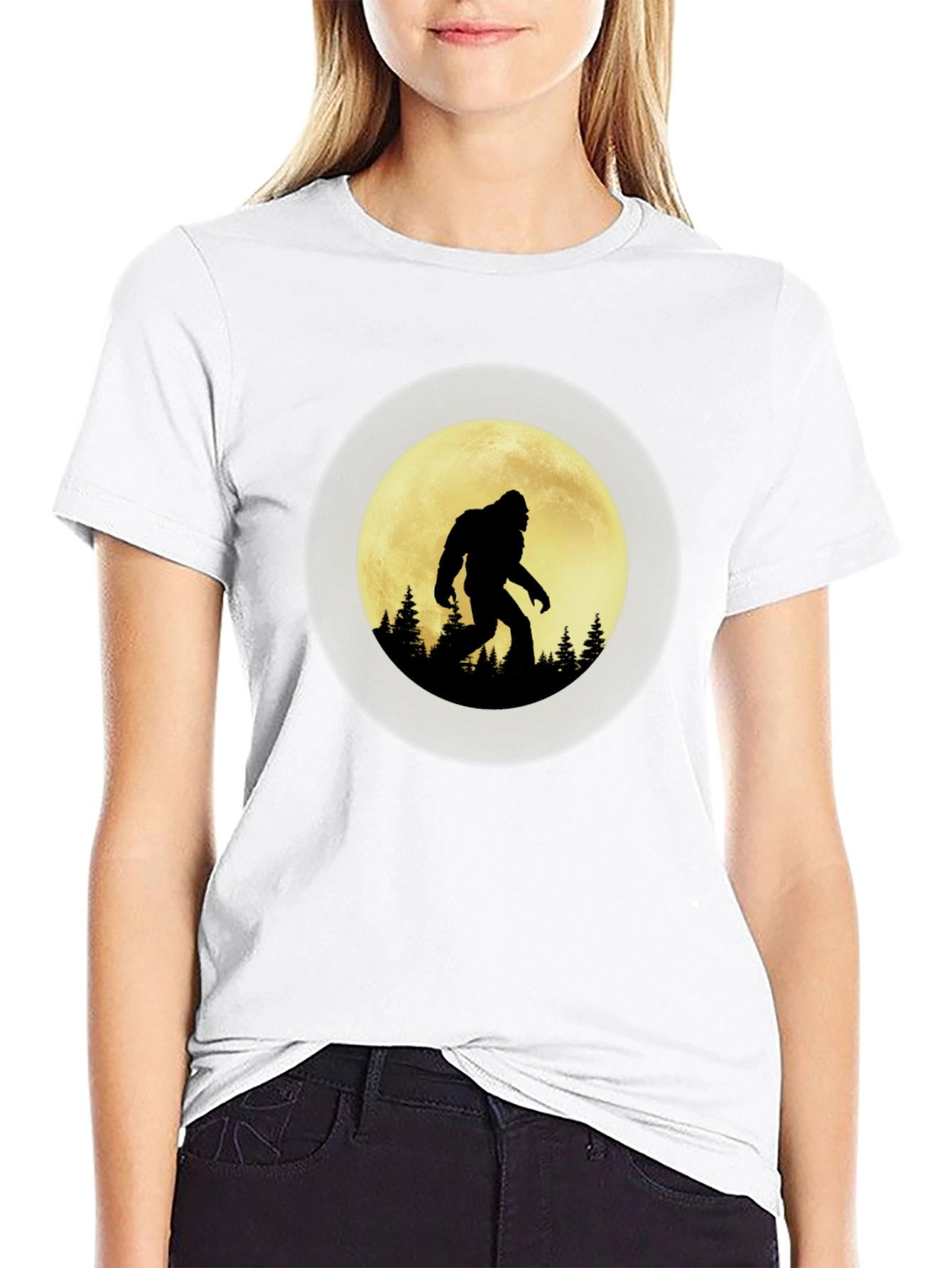Bigfoot Moon Silhouette Graphic Tee