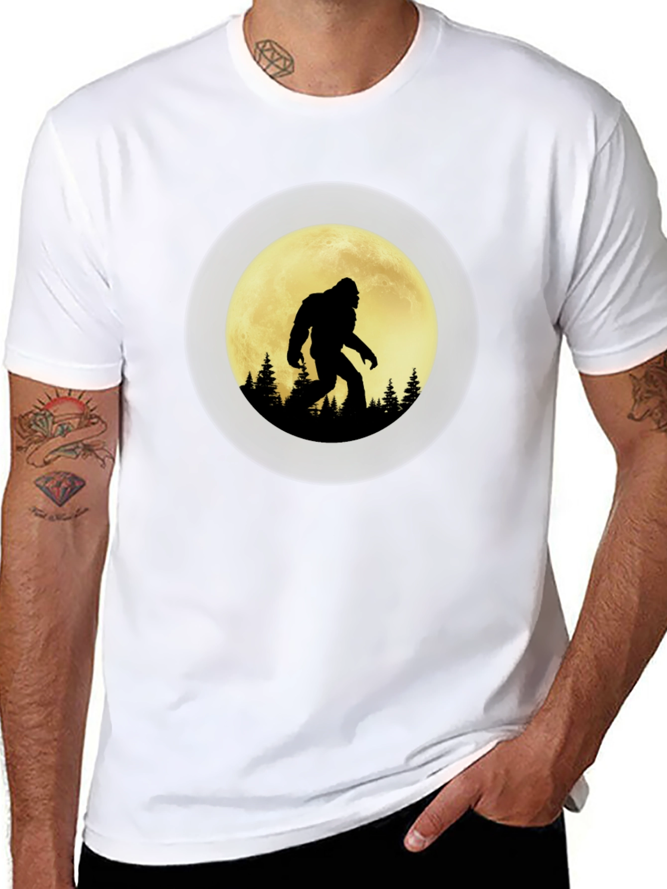 Bigfoot Moon Silhouette Graphic Tee