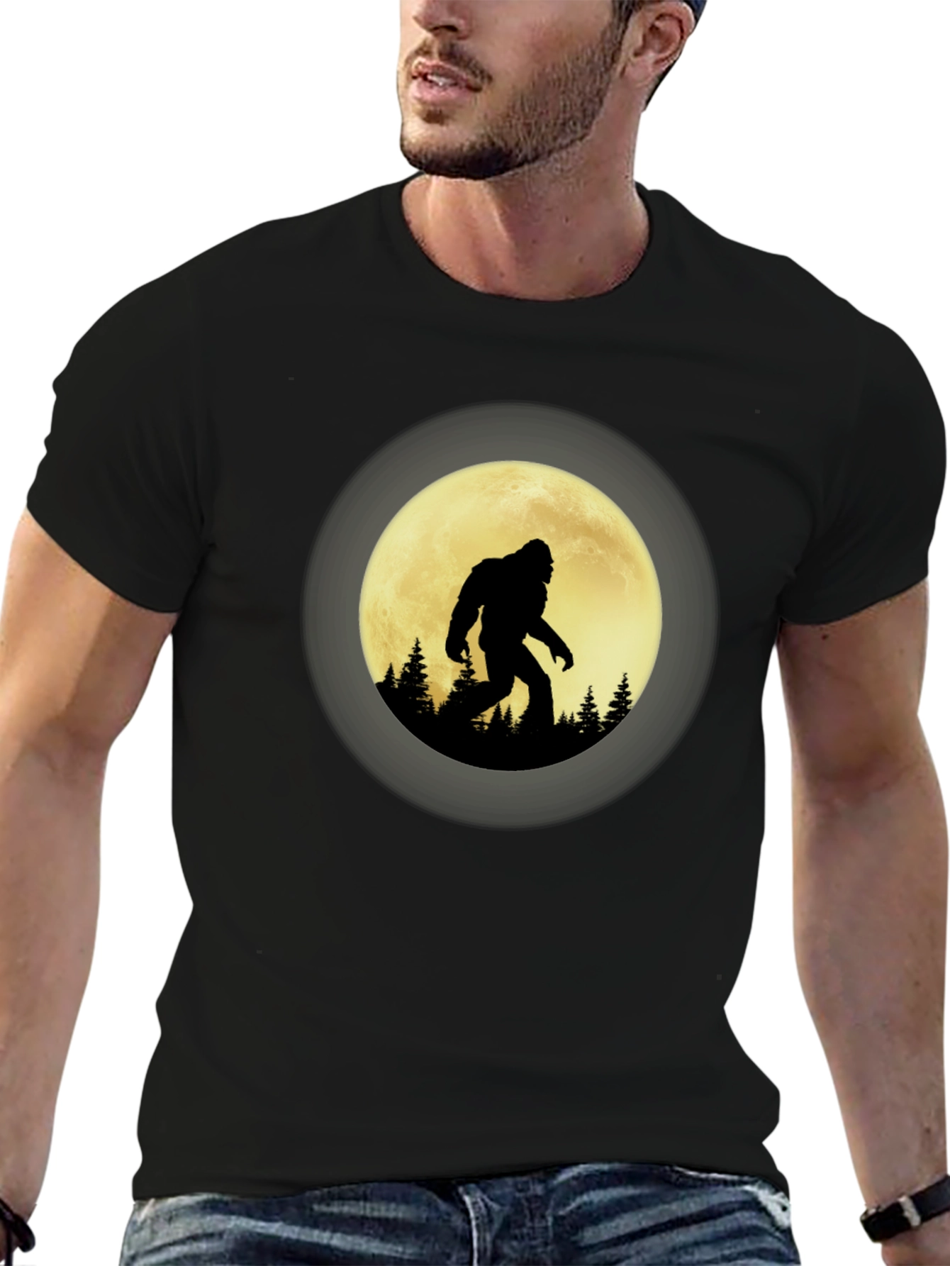 Bigfoot Moon Silhouette Graphic Tee