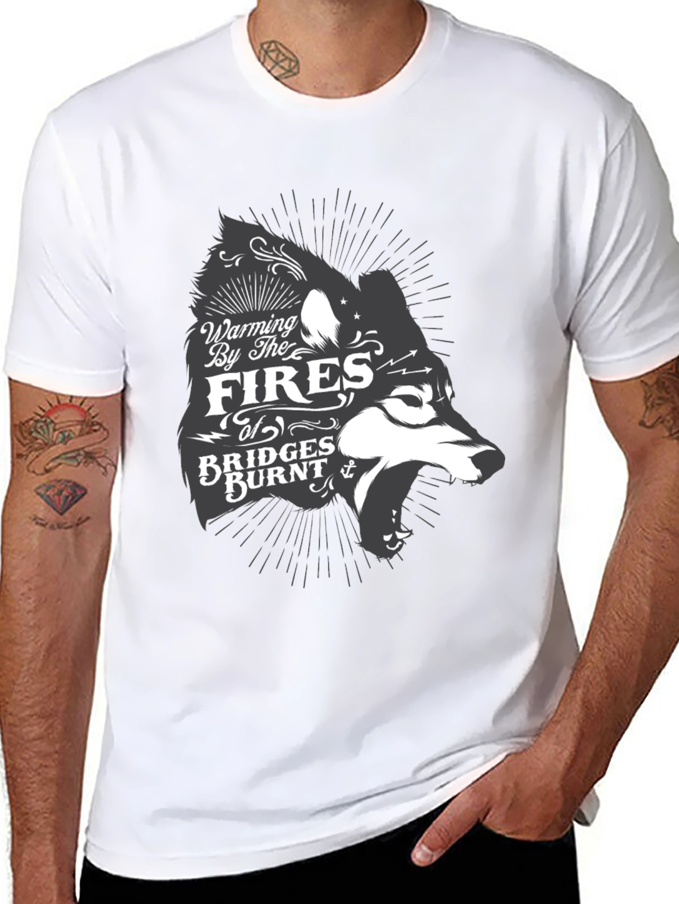 Warming by the Fires Wolf Graphic Tee