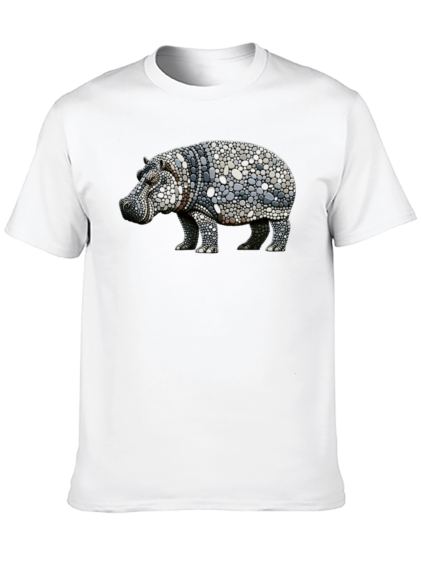 Hippo Pebble Art Graphic Tee - Black Cotton Shirt