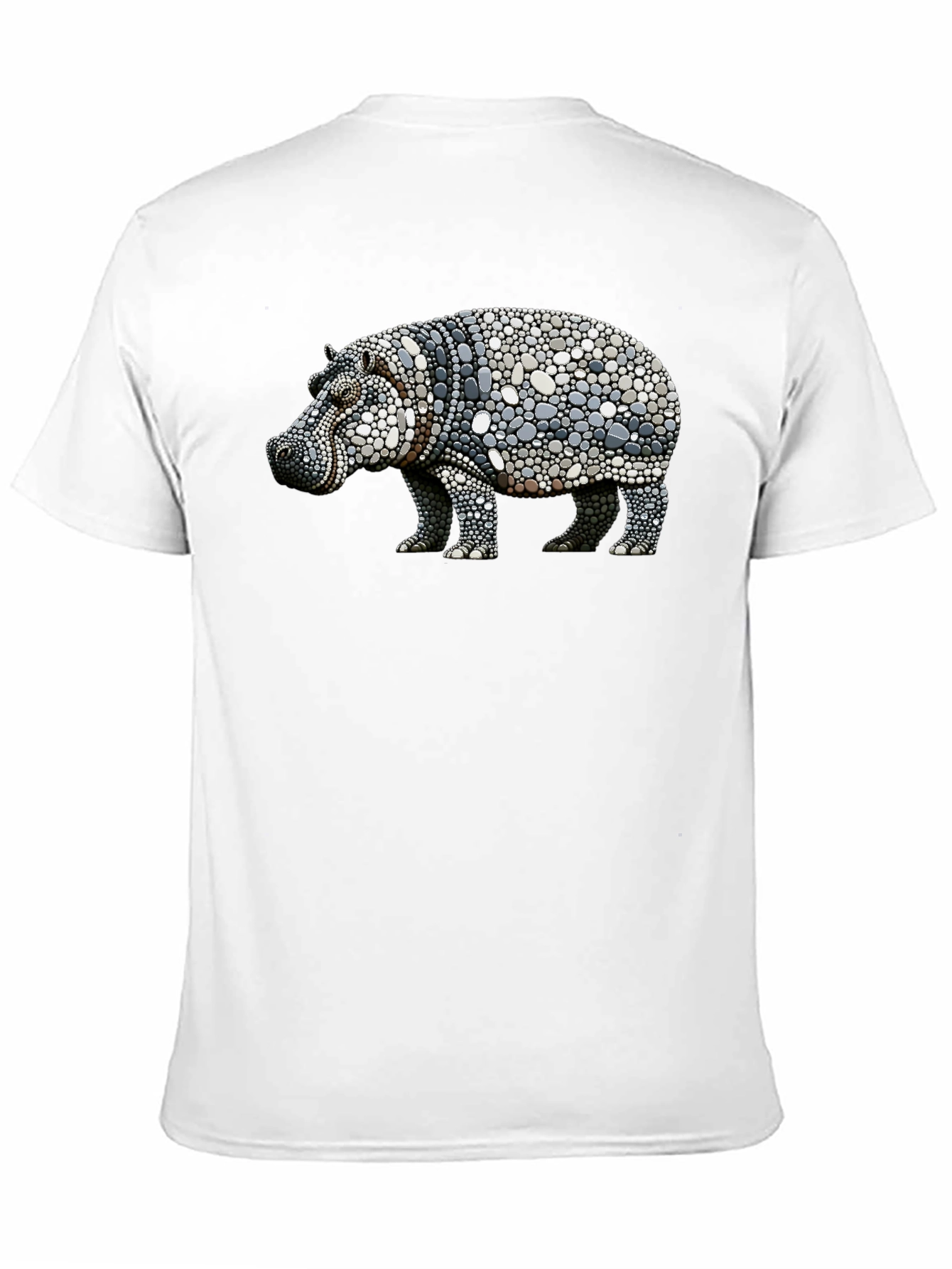 Hippo Pebble Art Graphic Tee - Black Cotton Shirt