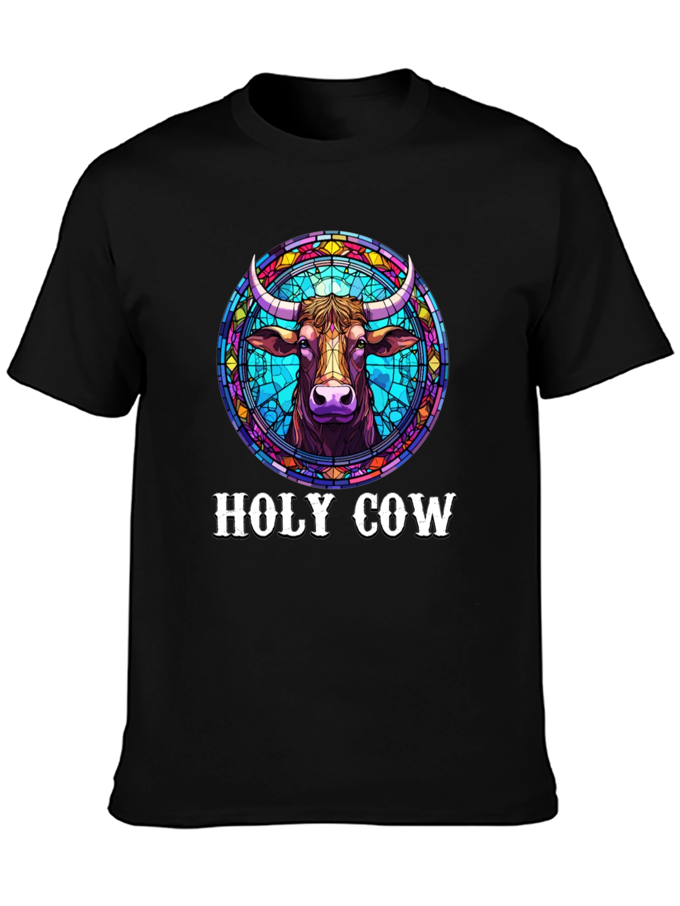 Holy Cow Graphic Tee - Stained Glass Design
