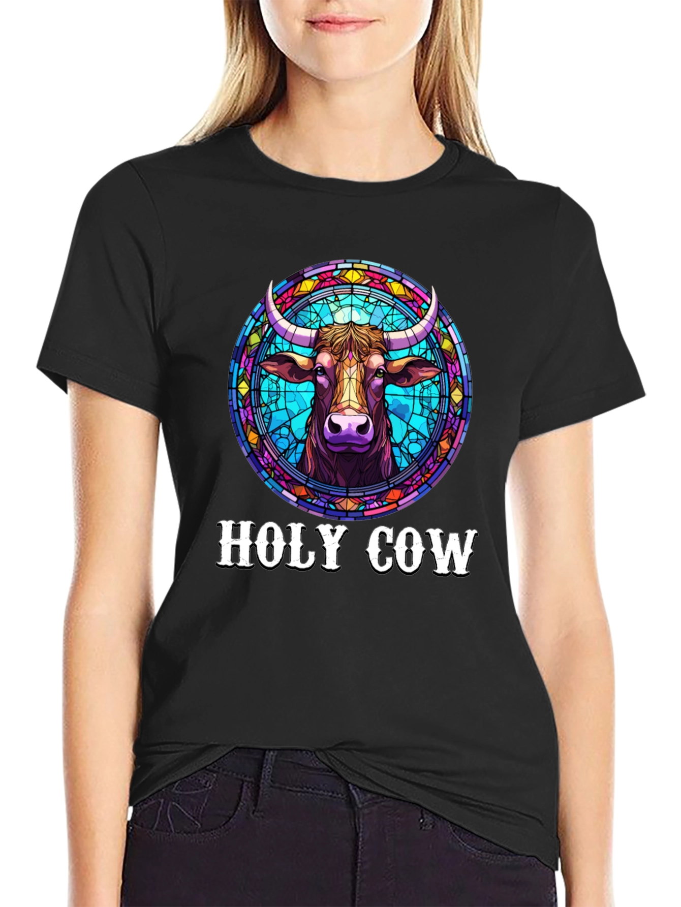 Holy Cow Graphic Tee - Stained Glass Design
