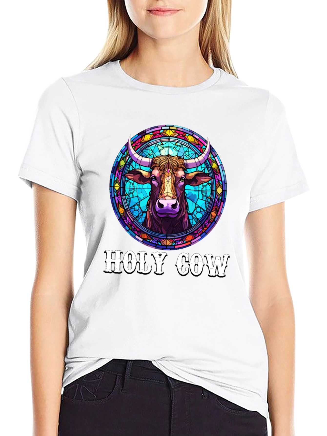 Holy Cow Graphic Tee - Stained Glass Design