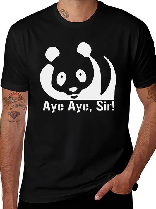 Aye Aye Sir! Panda Graphic Black T-Shirt