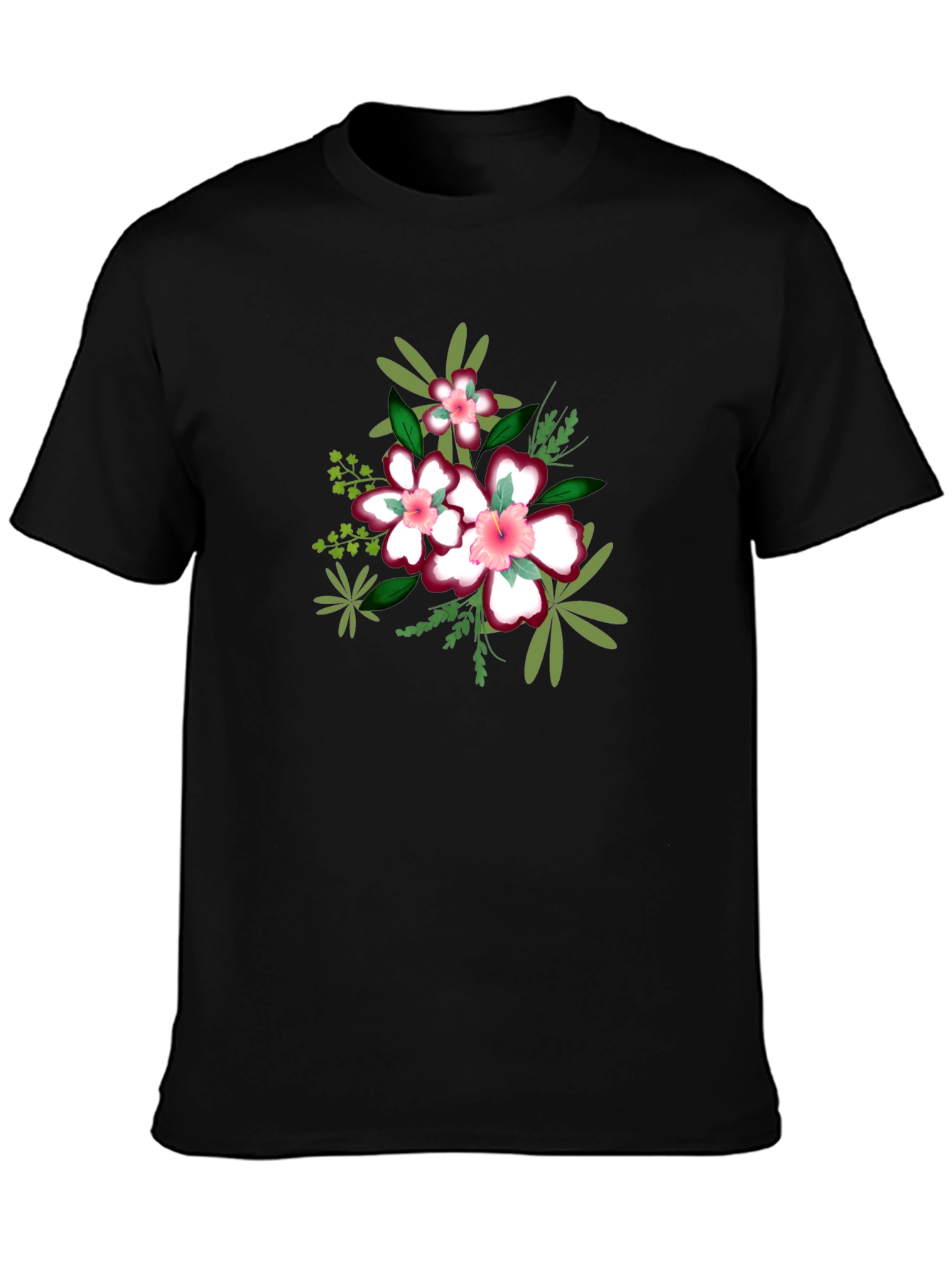 Floral Print Black T-Shirt