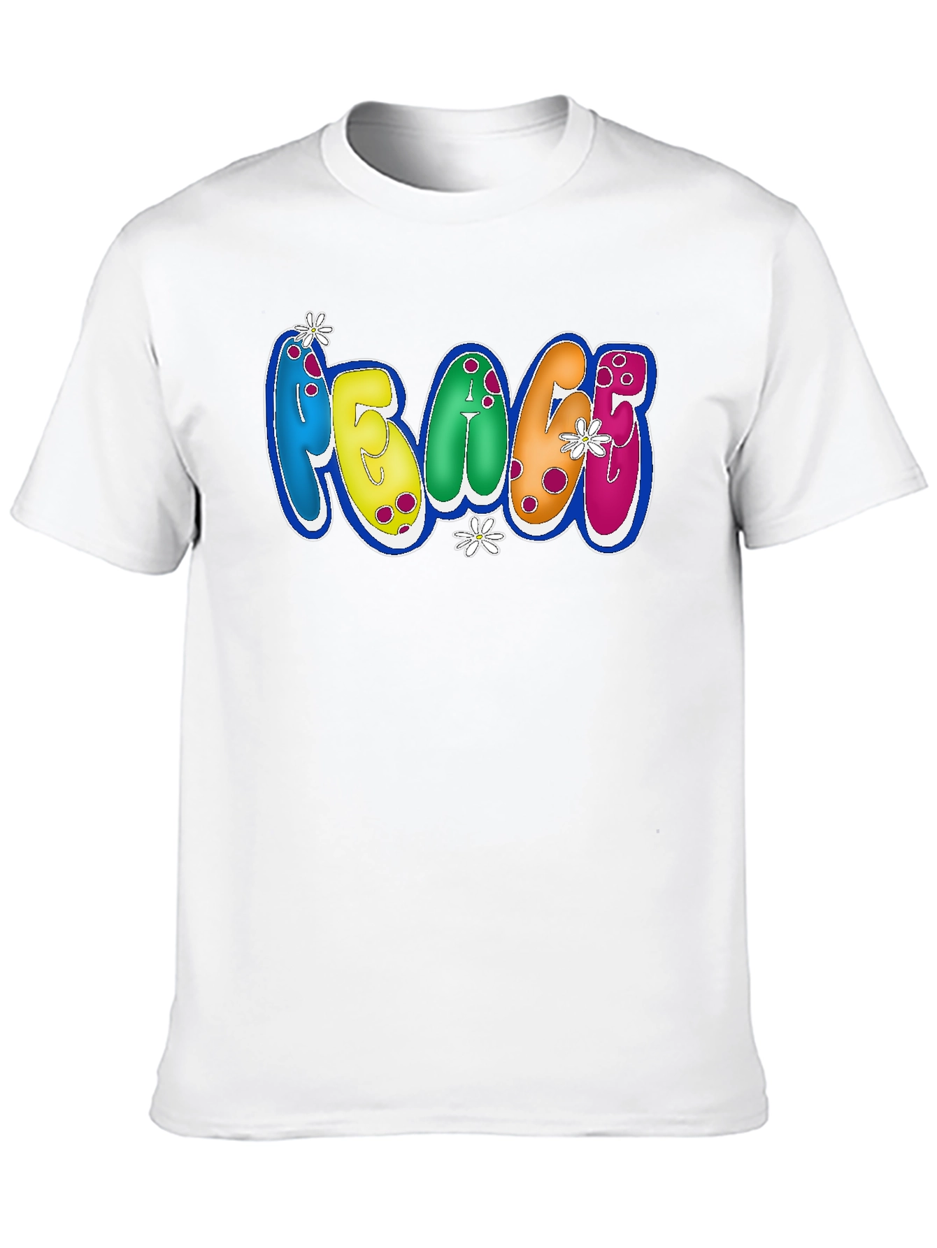 Peace Bubble Letter Graphic Black T-Shirt