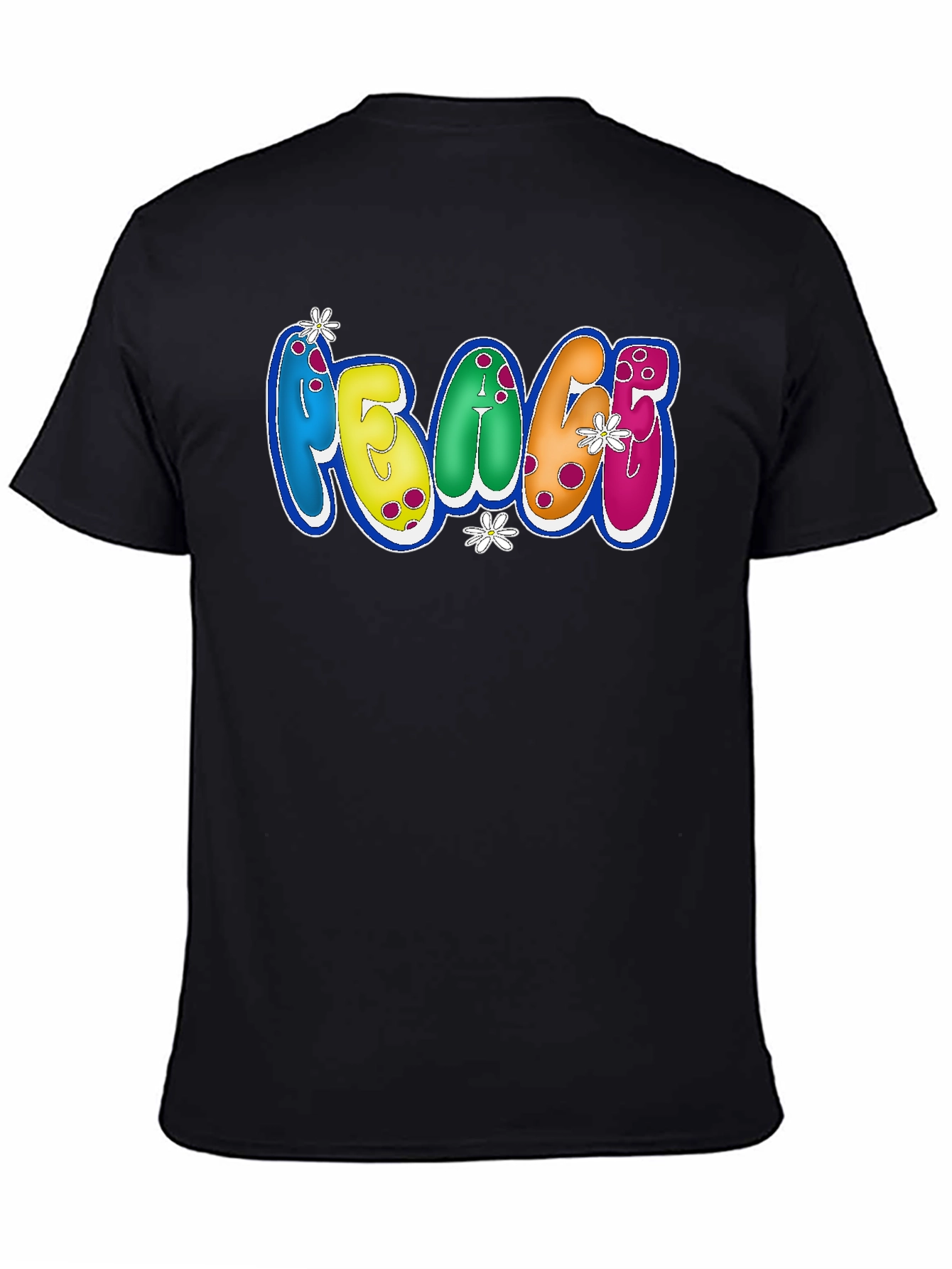 Peace Bubble Letter Graphic Black T-Shirt