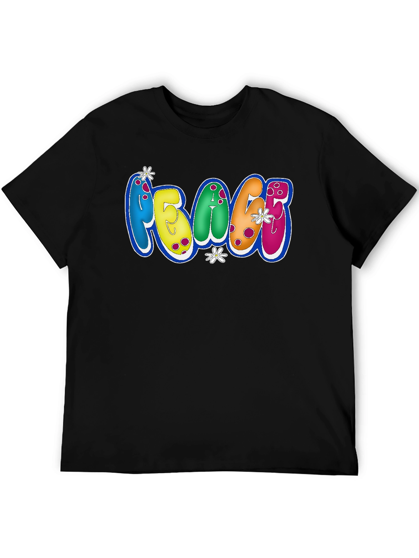Peace Bubble Letter Graphic Black T-Shirt