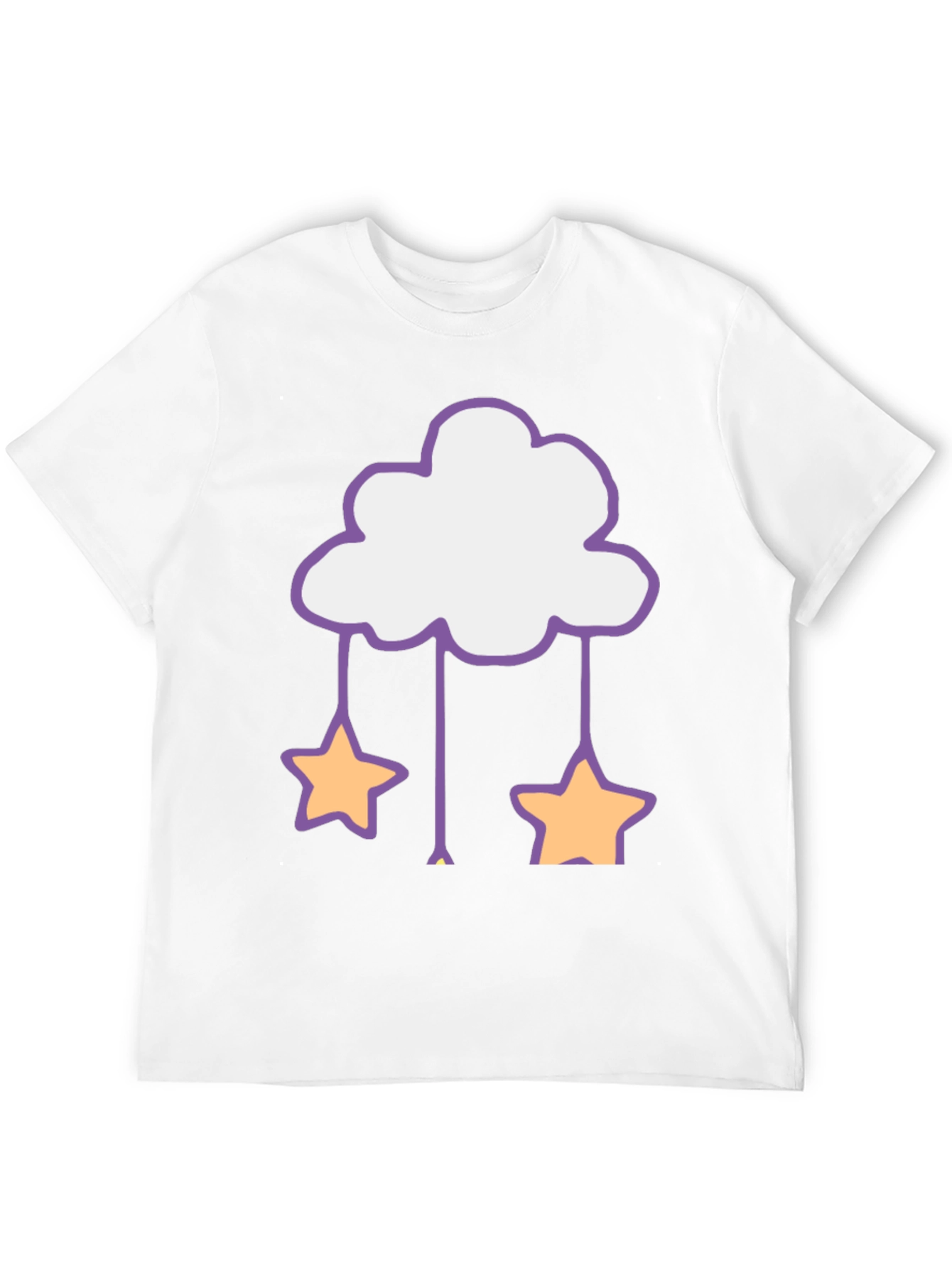 Cute Cloud & Star Graphic Tee - Black