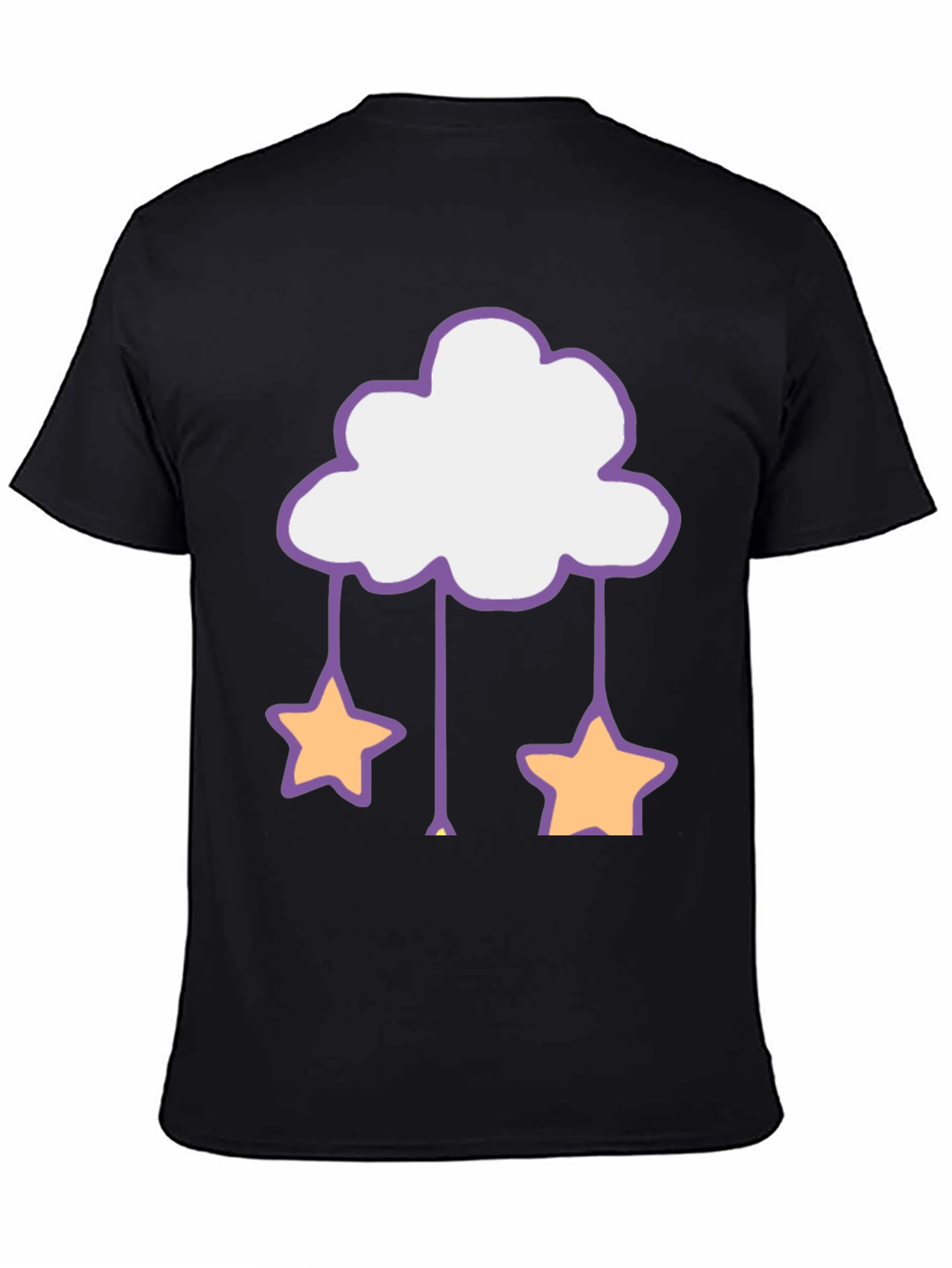 Cute Cloud & Star Graphic Tee - Black