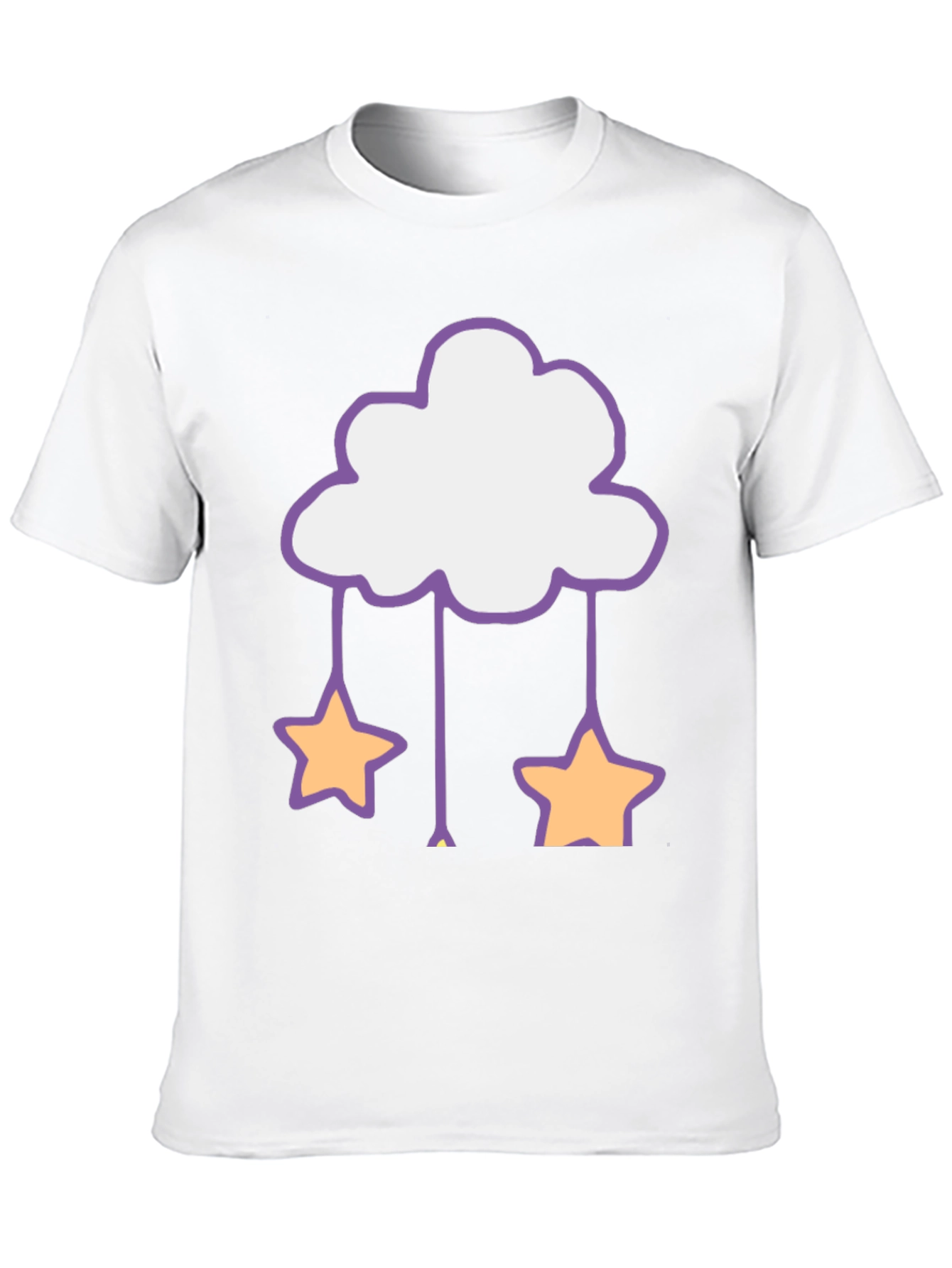 Cute Cloud & Star Graphic Tee - Black