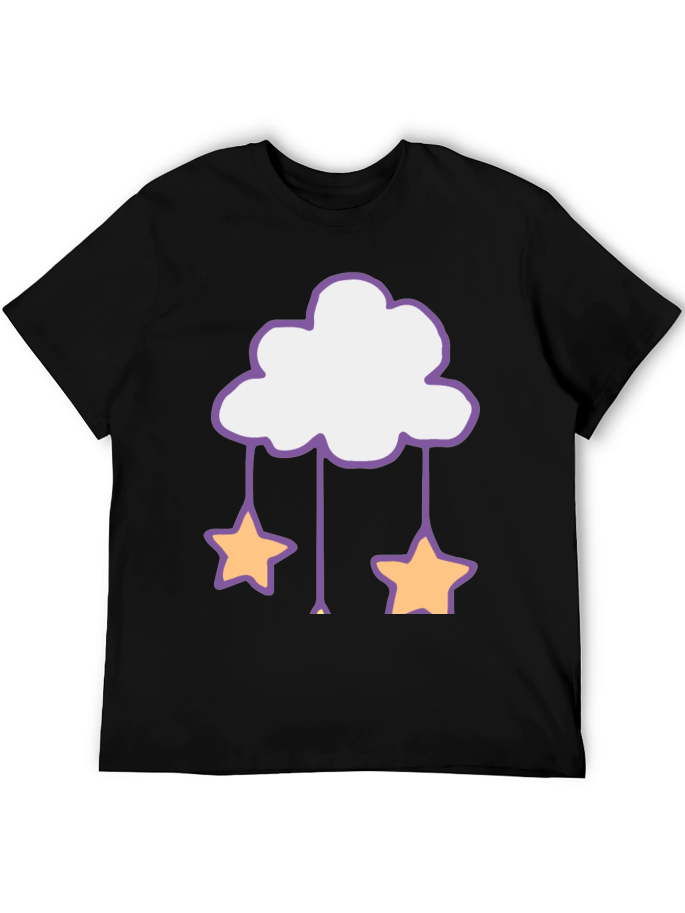 Cute Cloud & Star Graphic Tee - Black