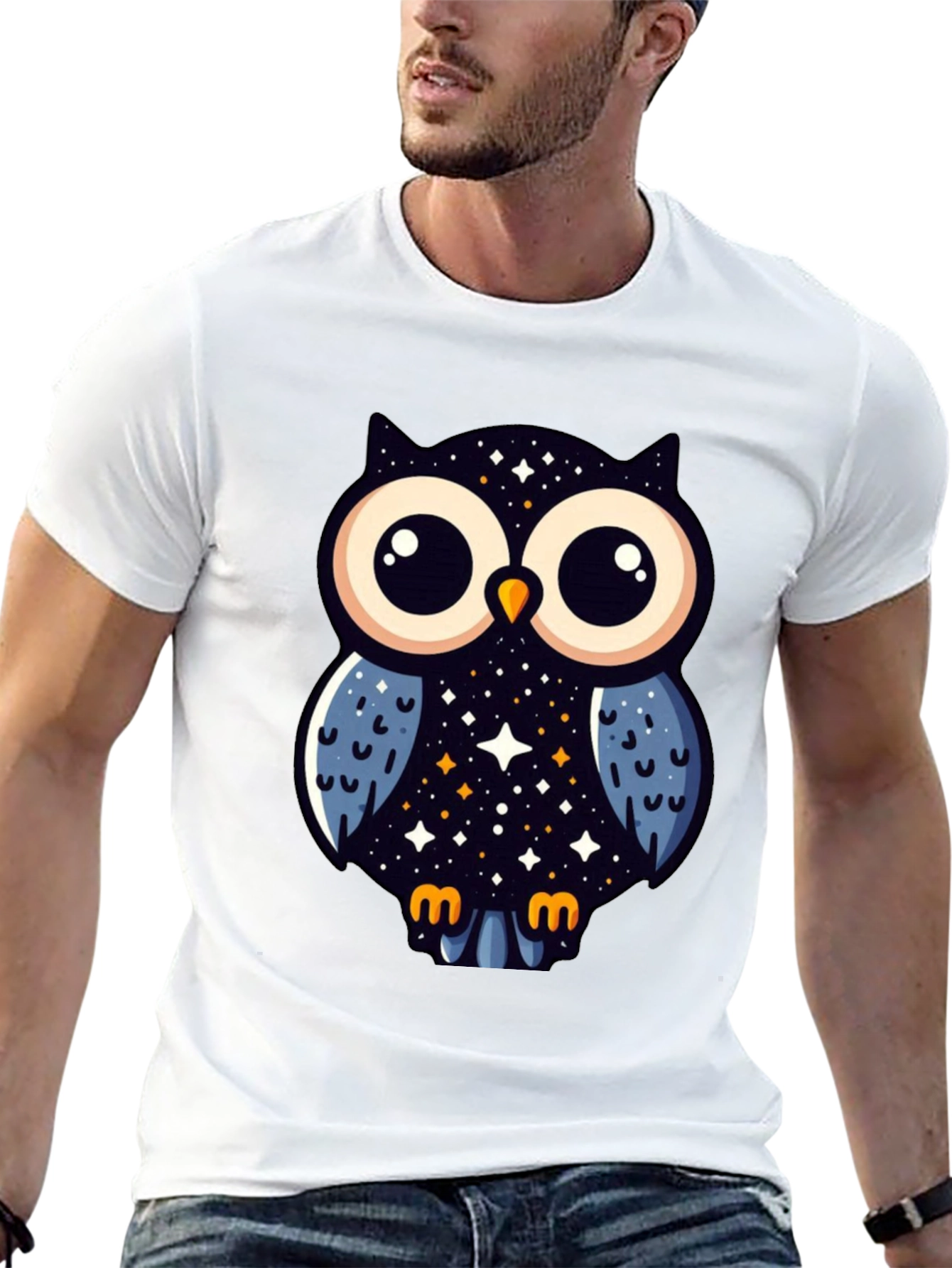 Cosmic Owl Graphic Tee - Mens Black T-Shirt