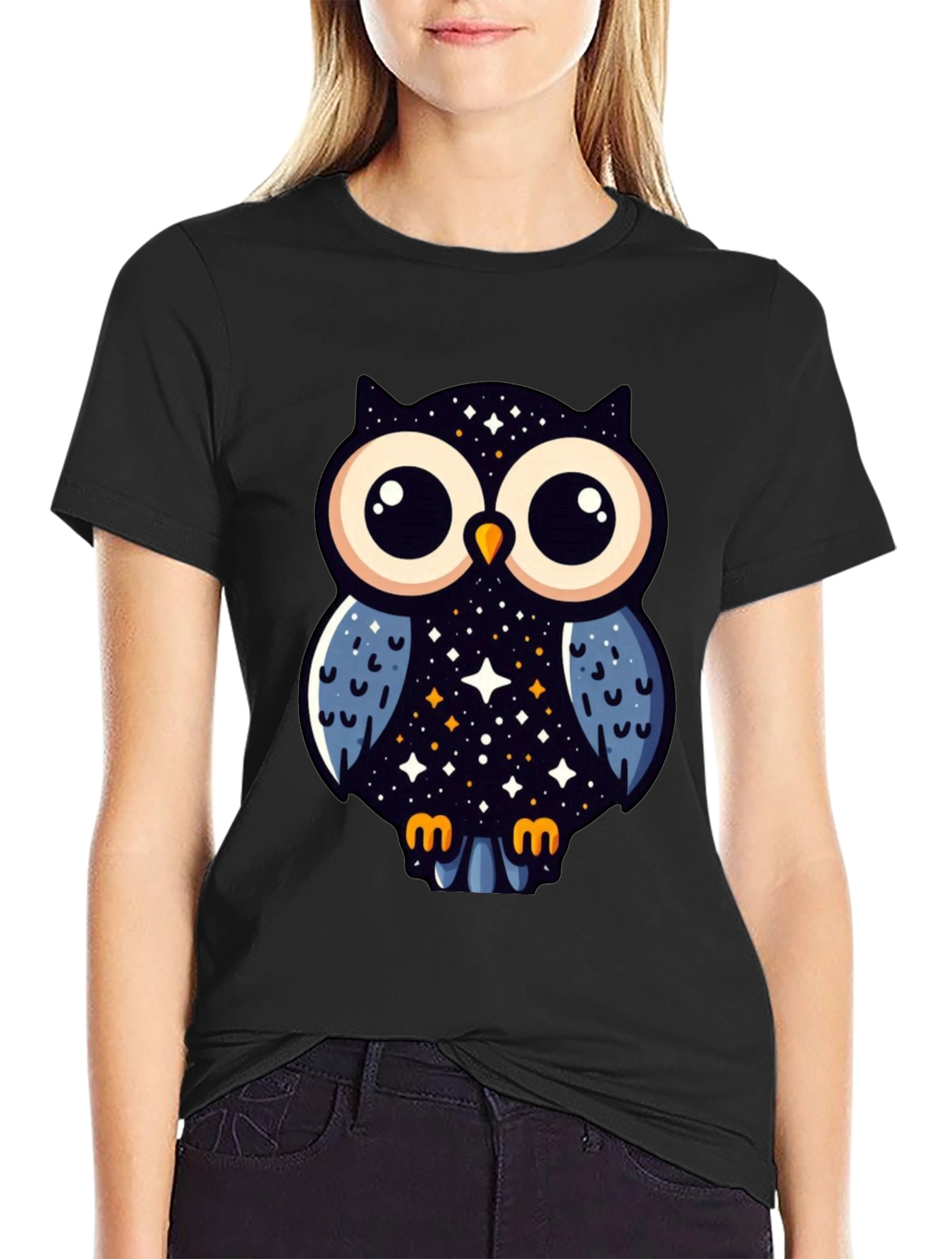 Cosmic Owl Graphic Tee - Mens Black T-Shirt
