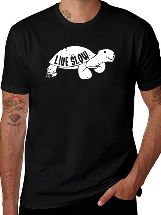 Live Slow Turtle Graphic Tee - Unisex Black T-Shirt