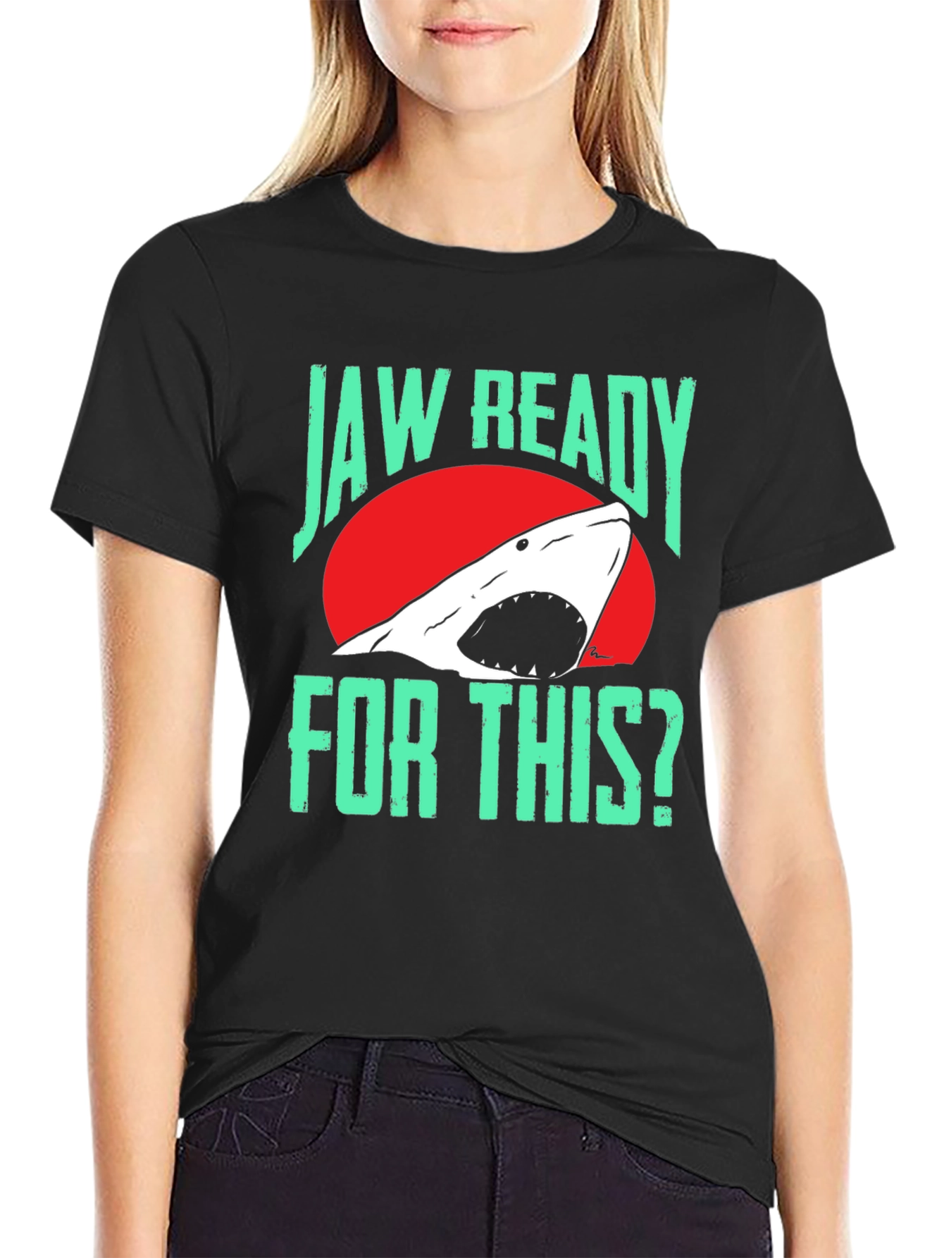 Jaw Ready Shark T-Shirt - Black Cotton Tee