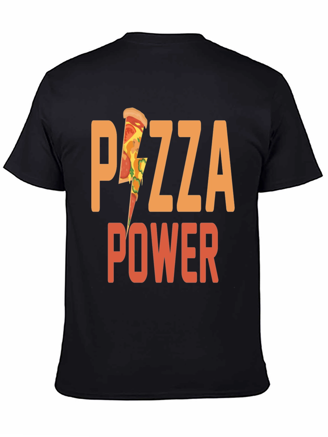 Pizza Power Graphic Tee - Black Cotton T-Shirt