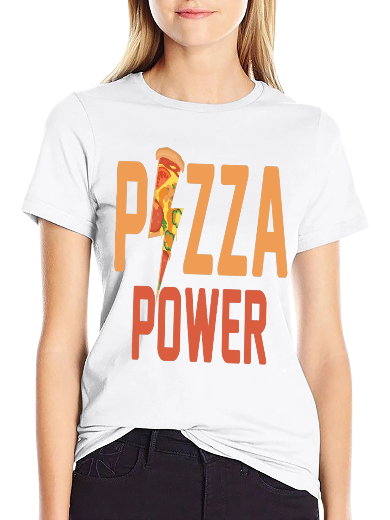 Pizza Power Graphic Tee - Black Cotton T-Shirt