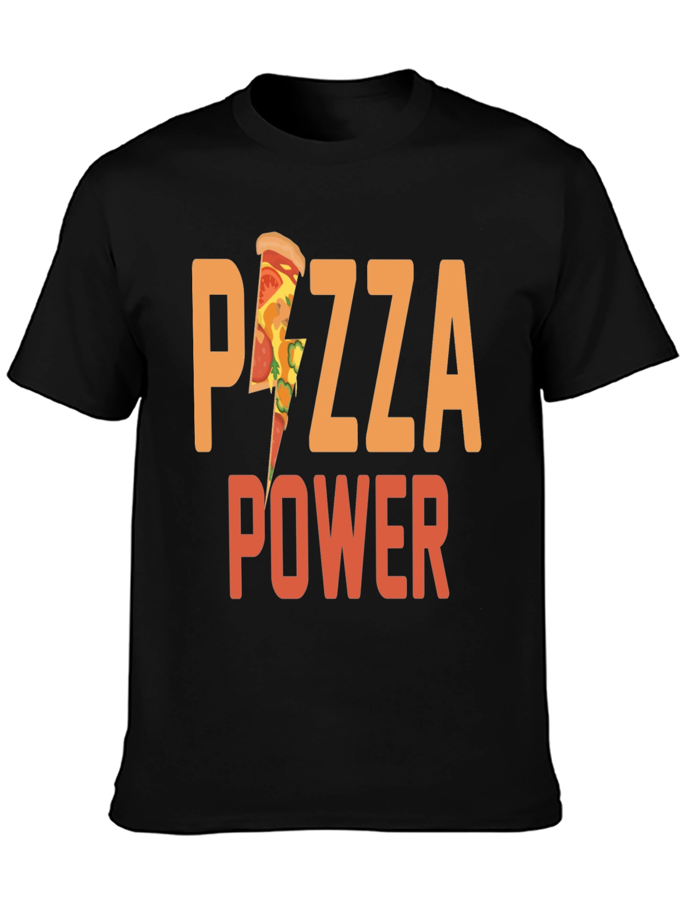 Pizza Power Graphic Tee - Black Cotton T-Shirt