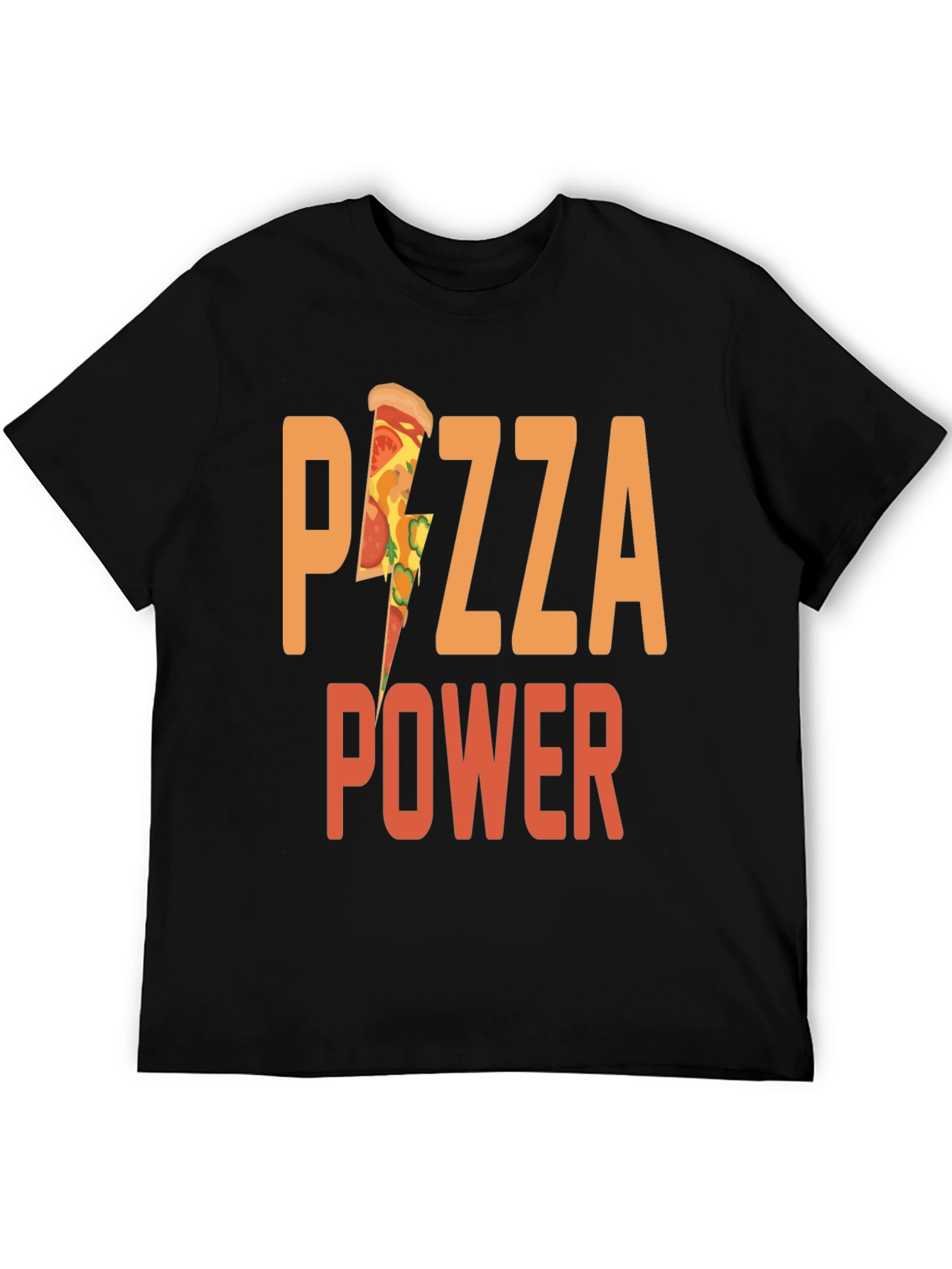 Pizza Power Graphic Tee - Black Cotton T-Shirt