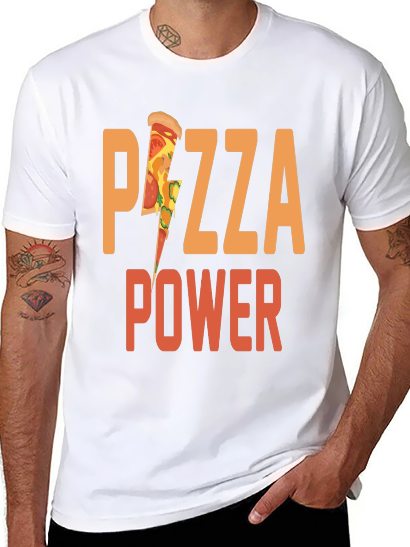 Pizza Power Graphic Tee - Black Cotton T-Shirt