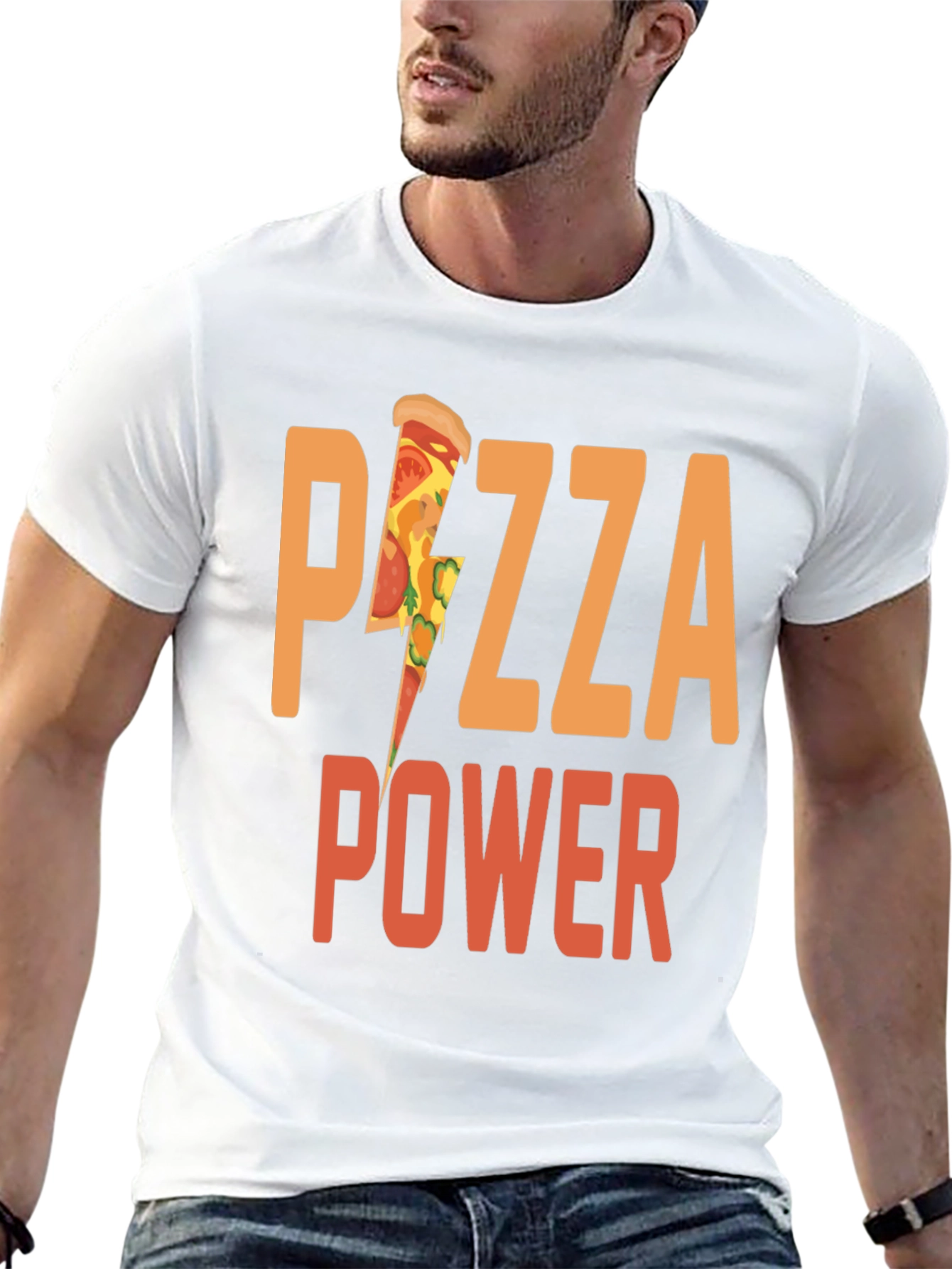 Pizza Power Graphic Tee - Black Cotton T-Shirt