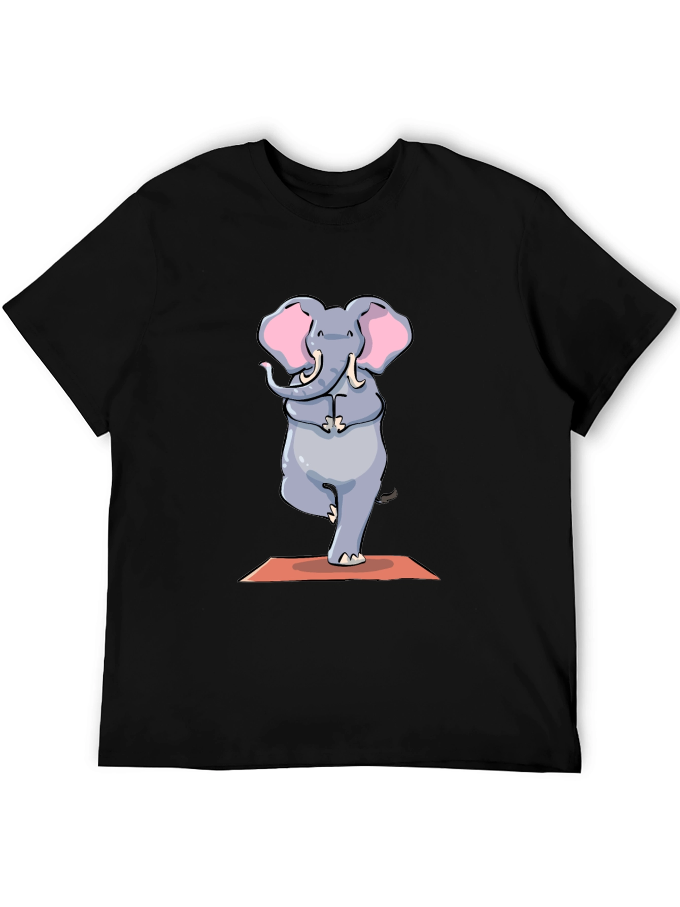 Yoga Elephant Graphic Tee - Black Cotton T-Shirt