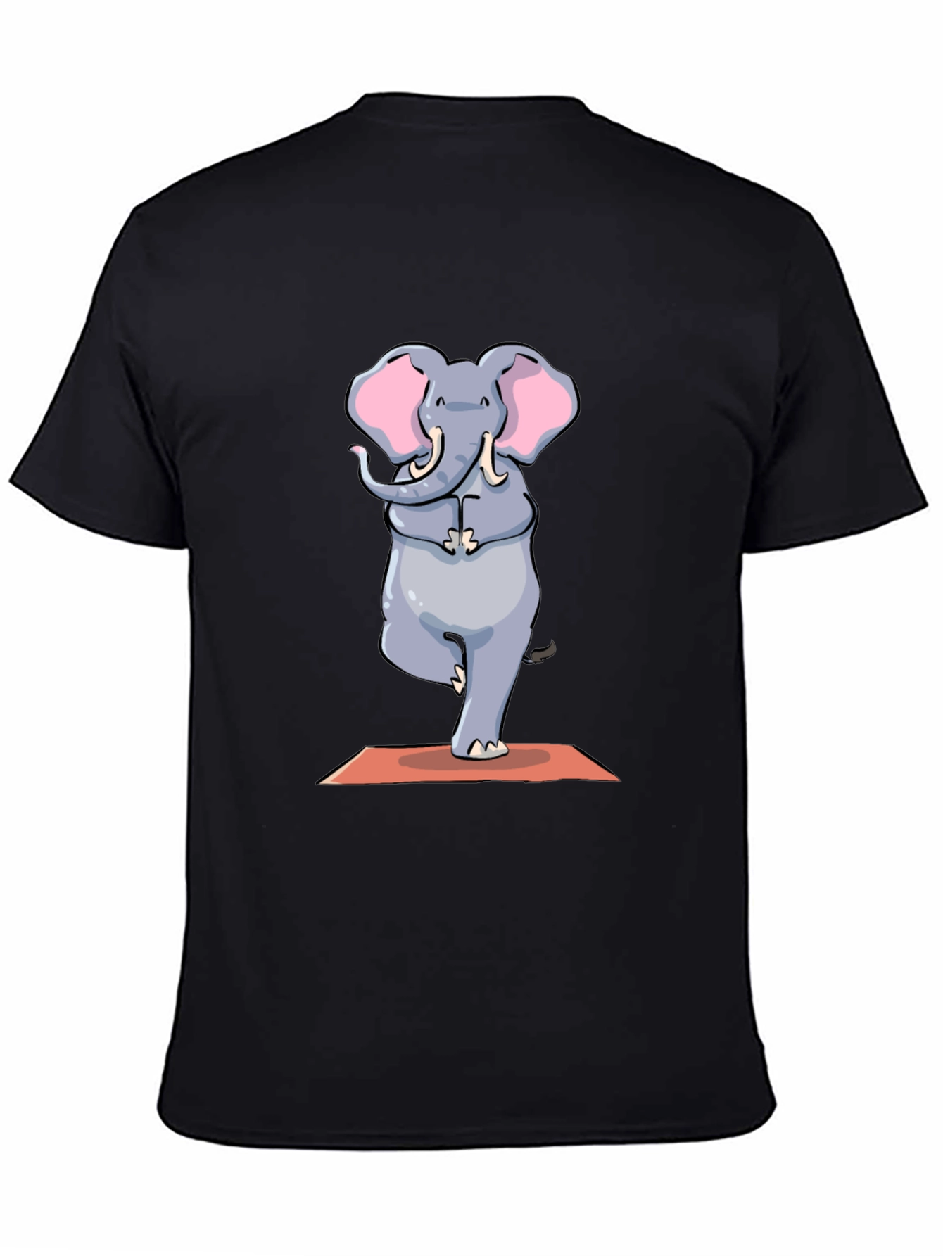 Yoga Elephant Graphic Tee - Black Cotton T-Shirt