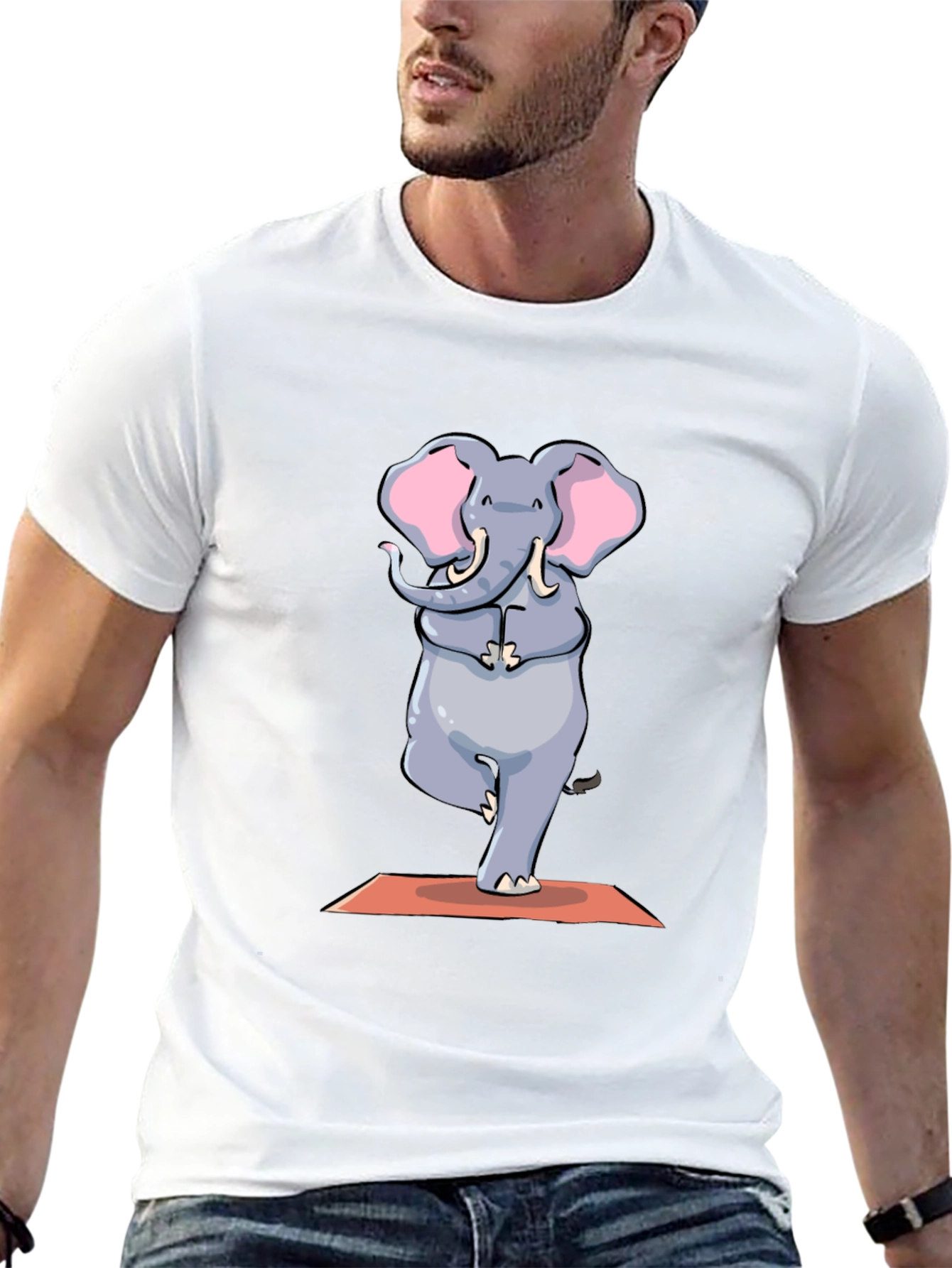 Yoga Elephant Graphic Tee - Black Cotton T-Shirt