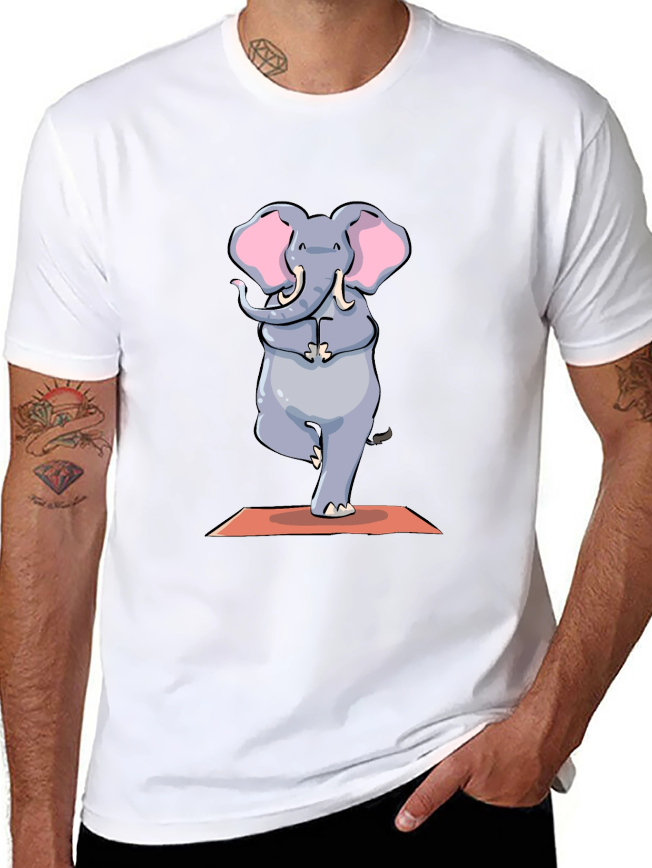 Yoga Elephant Graphic Tee - Black Cotton T-Shirt