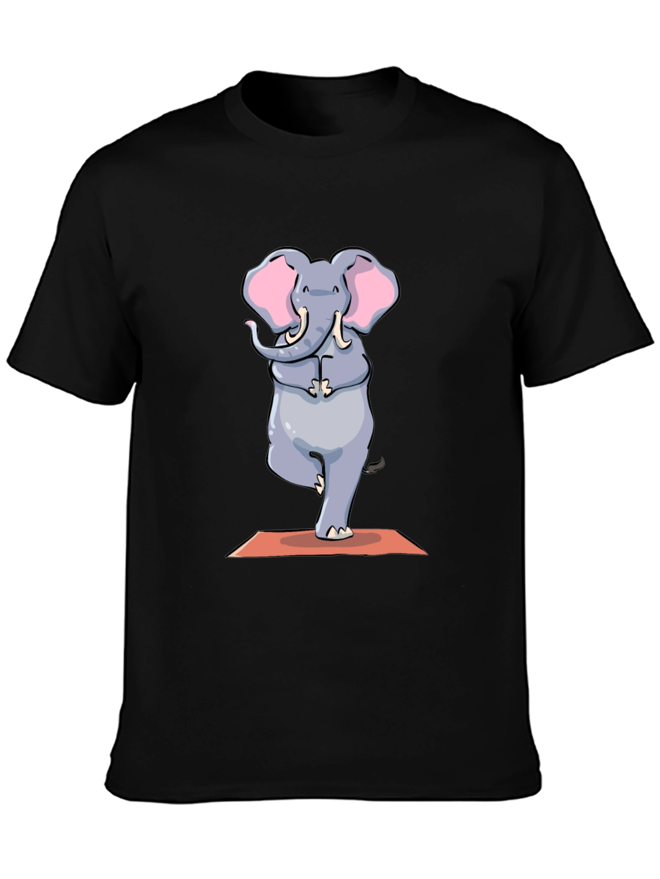 Yoga Elephant Graphic Tee - Black Cotton T-Shirt