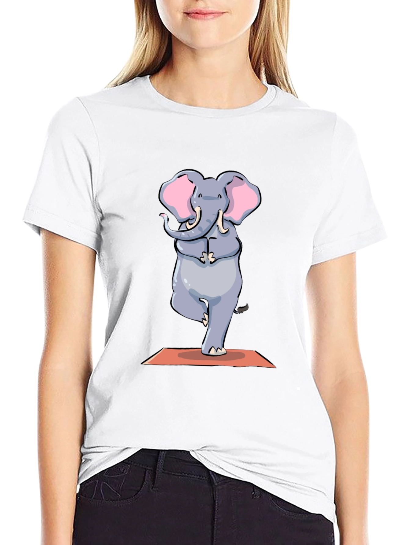 Yoga Elephant Graphic Tee - Black Cotton T-Shirt