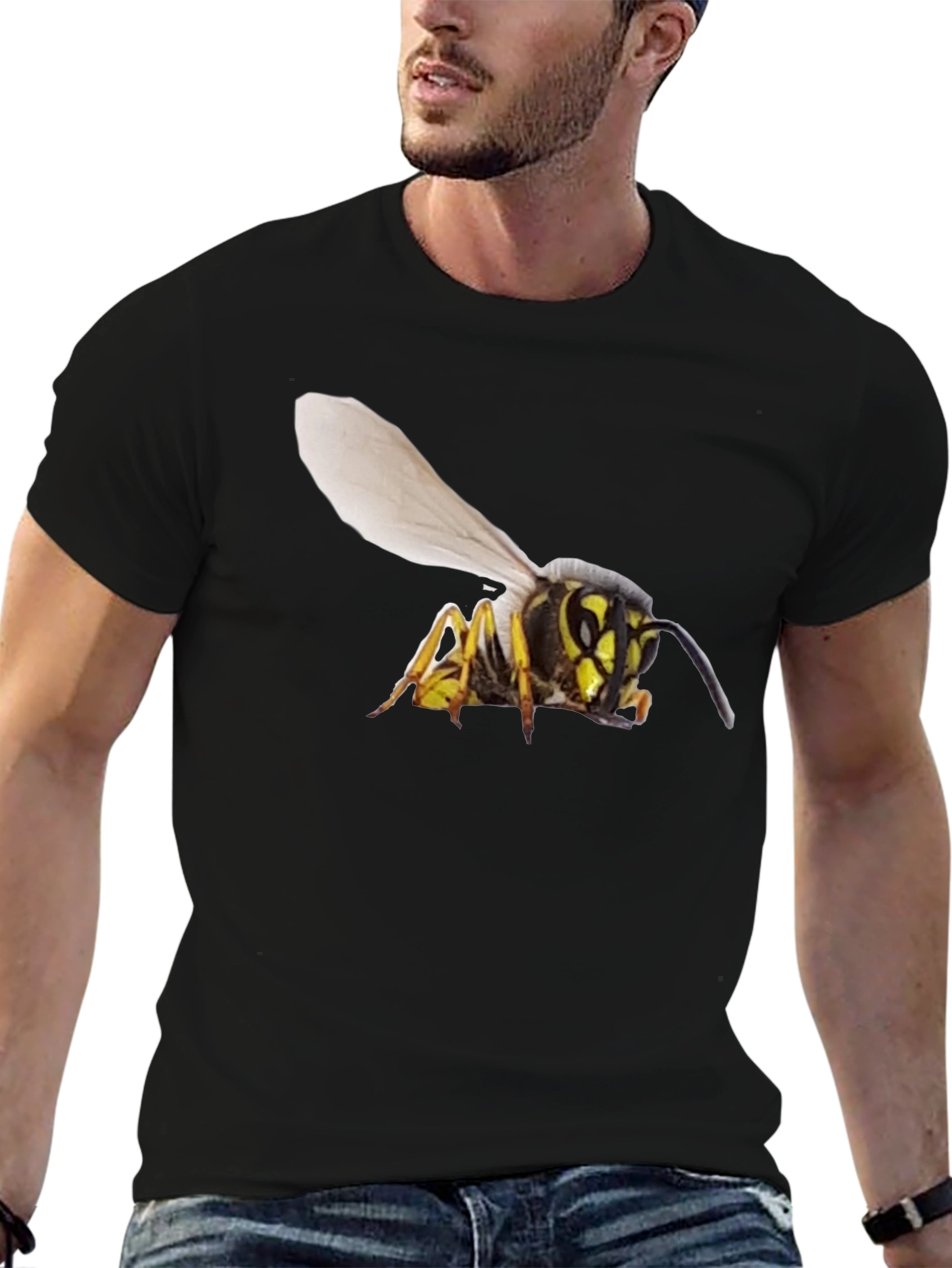 Wasp Graphic T-Shirt - Bold Black Cotton Tee
