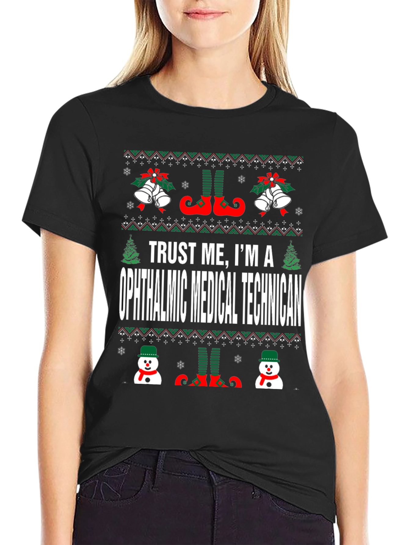 Ophthalmic Medical Technician Ugly Christmas T-Shirt