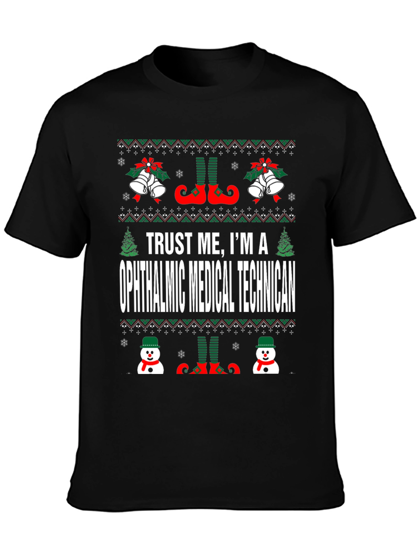 Ophthalmic Medical Technician Ugly Christmas T-Shirt
