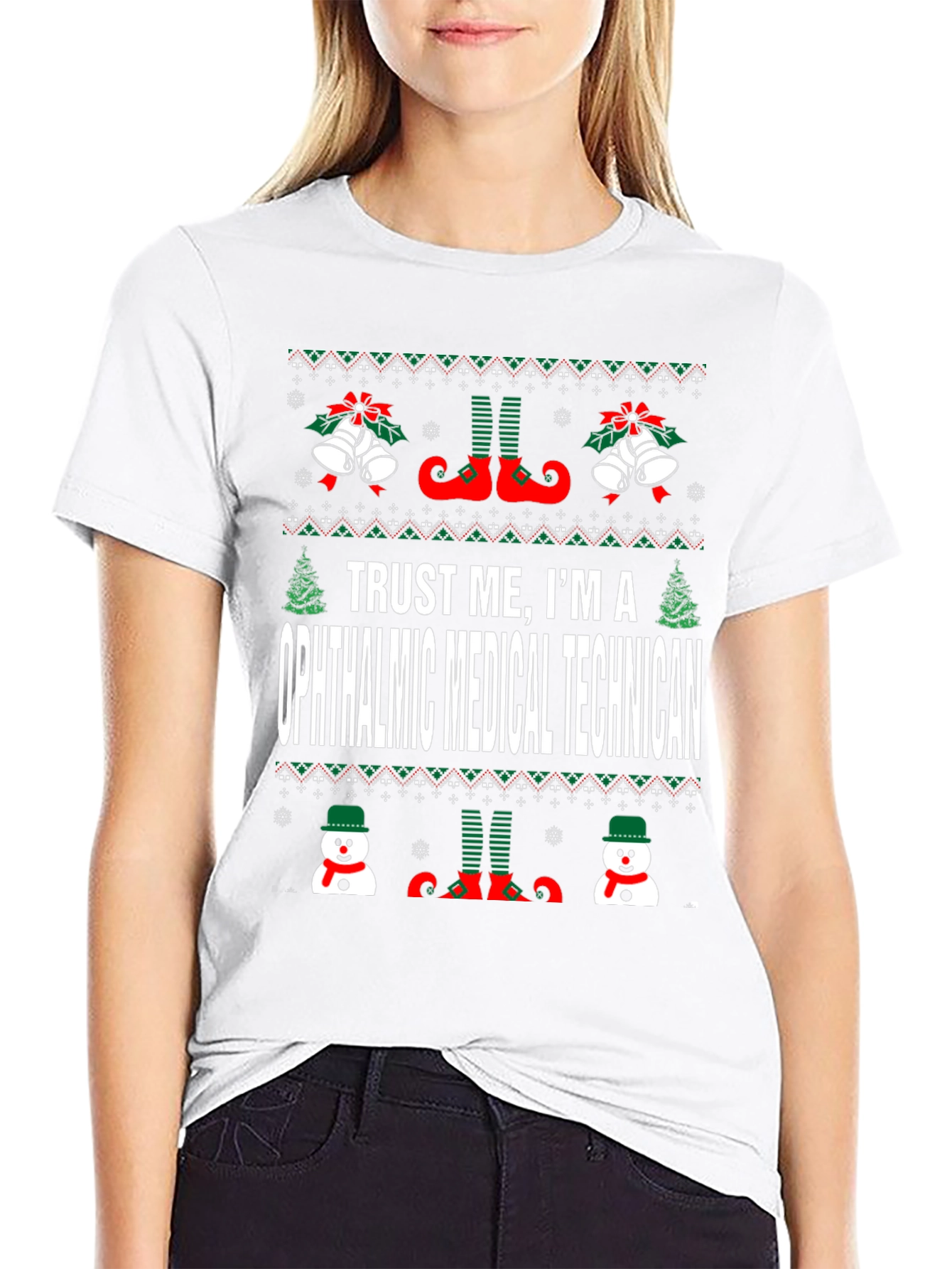Ophthalmic Medical Technician Ugly Christmas T-Shirt