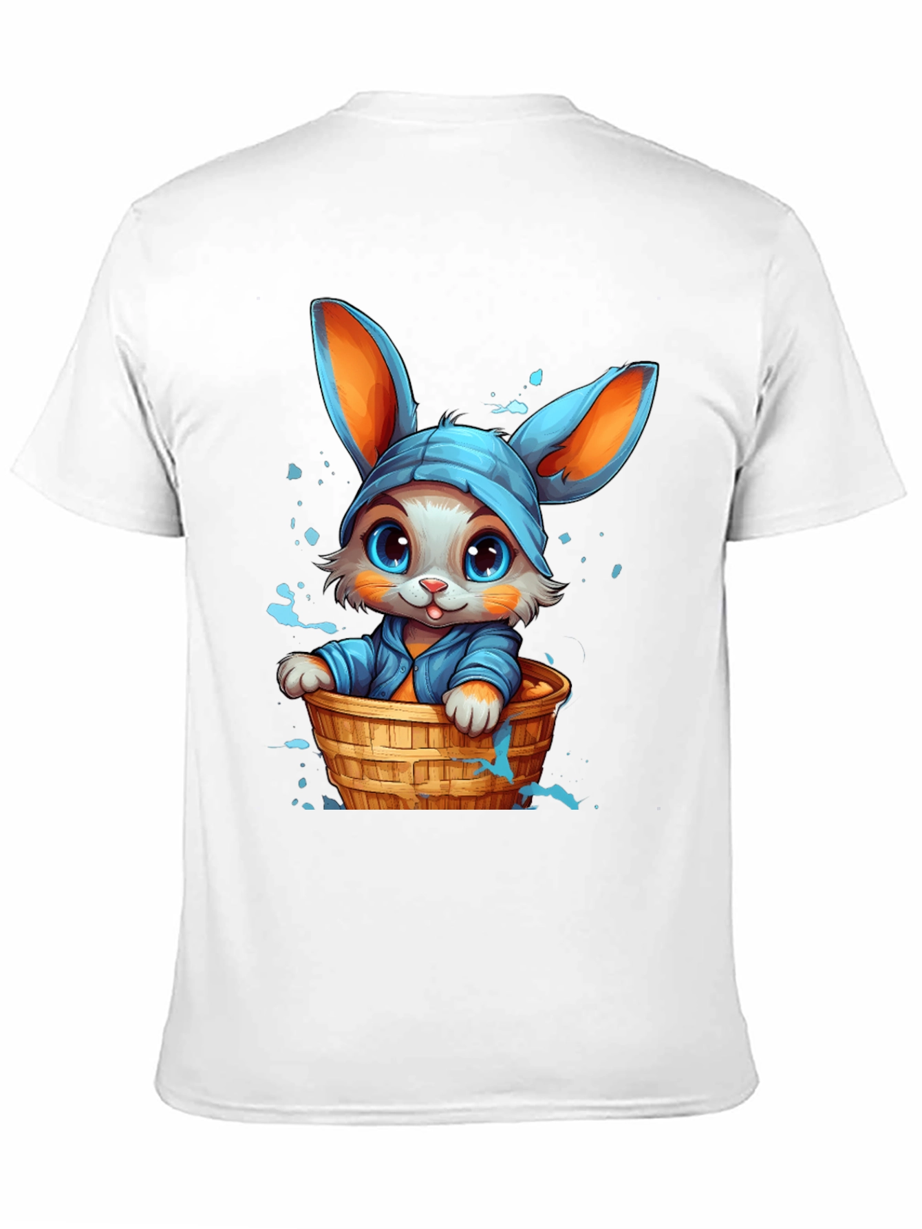 Cute Bunny Graphic Tee - Black Cotton