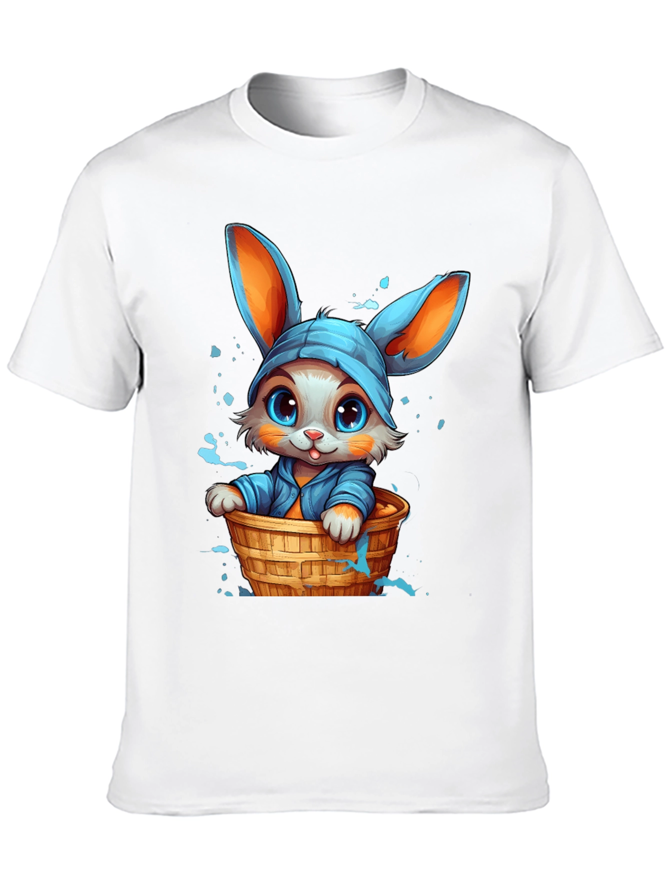 Cute Bunny Graphic Tee - Black Cotton