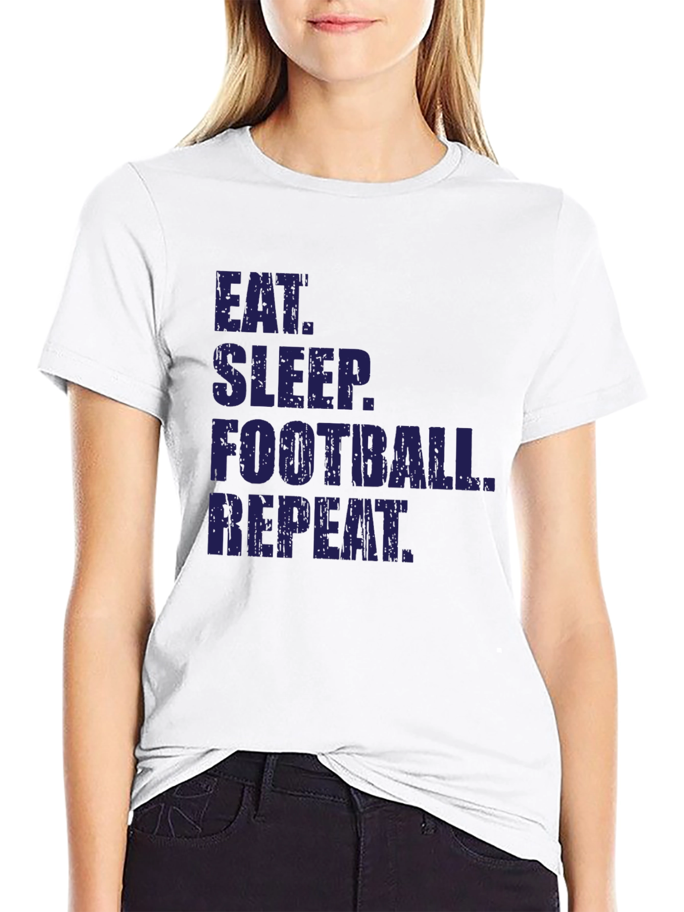 Eat Sleep Football Repeat Black T-Shirt