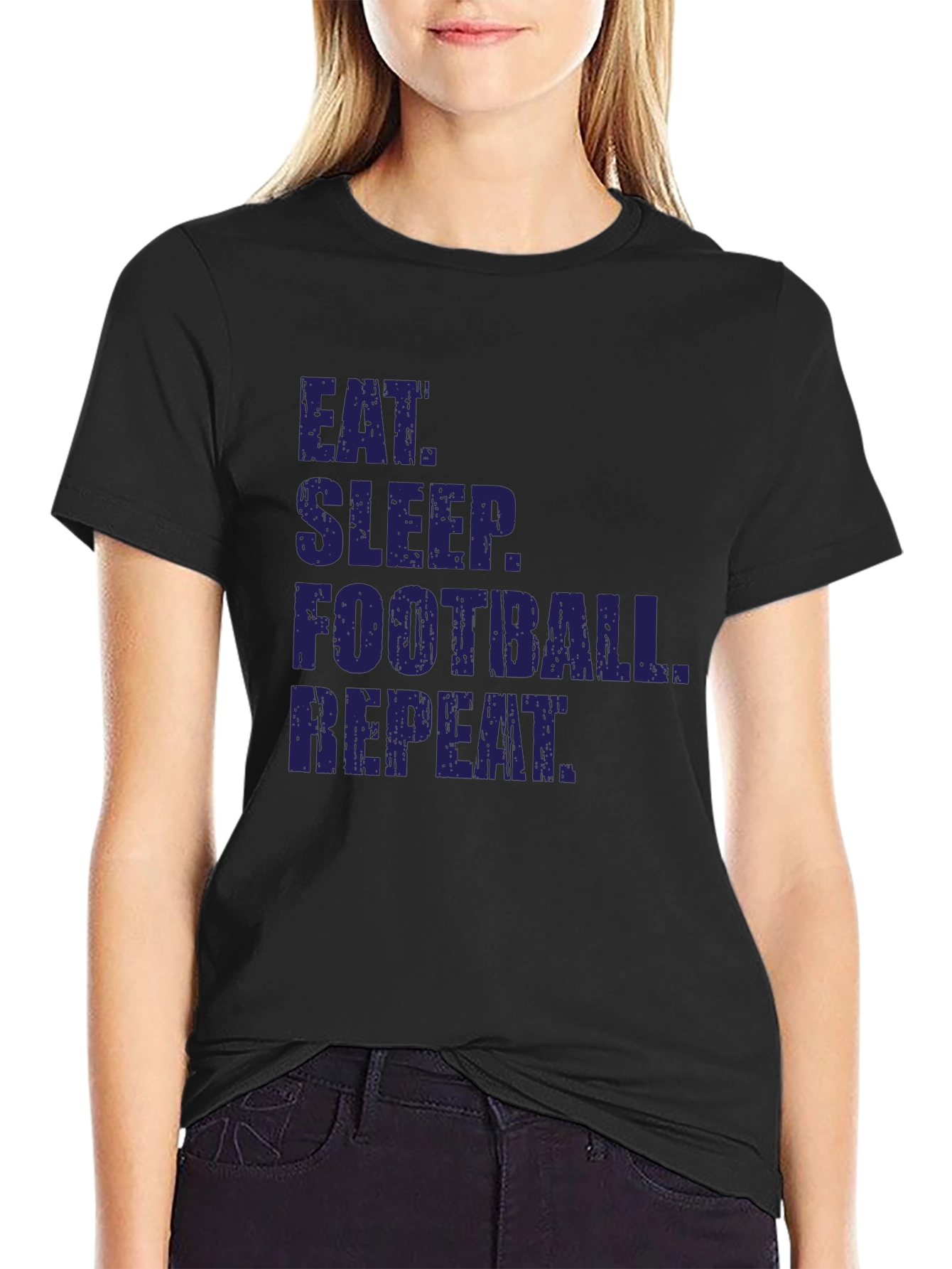 Eat Sleep Football Repeat Black T-Shirt
