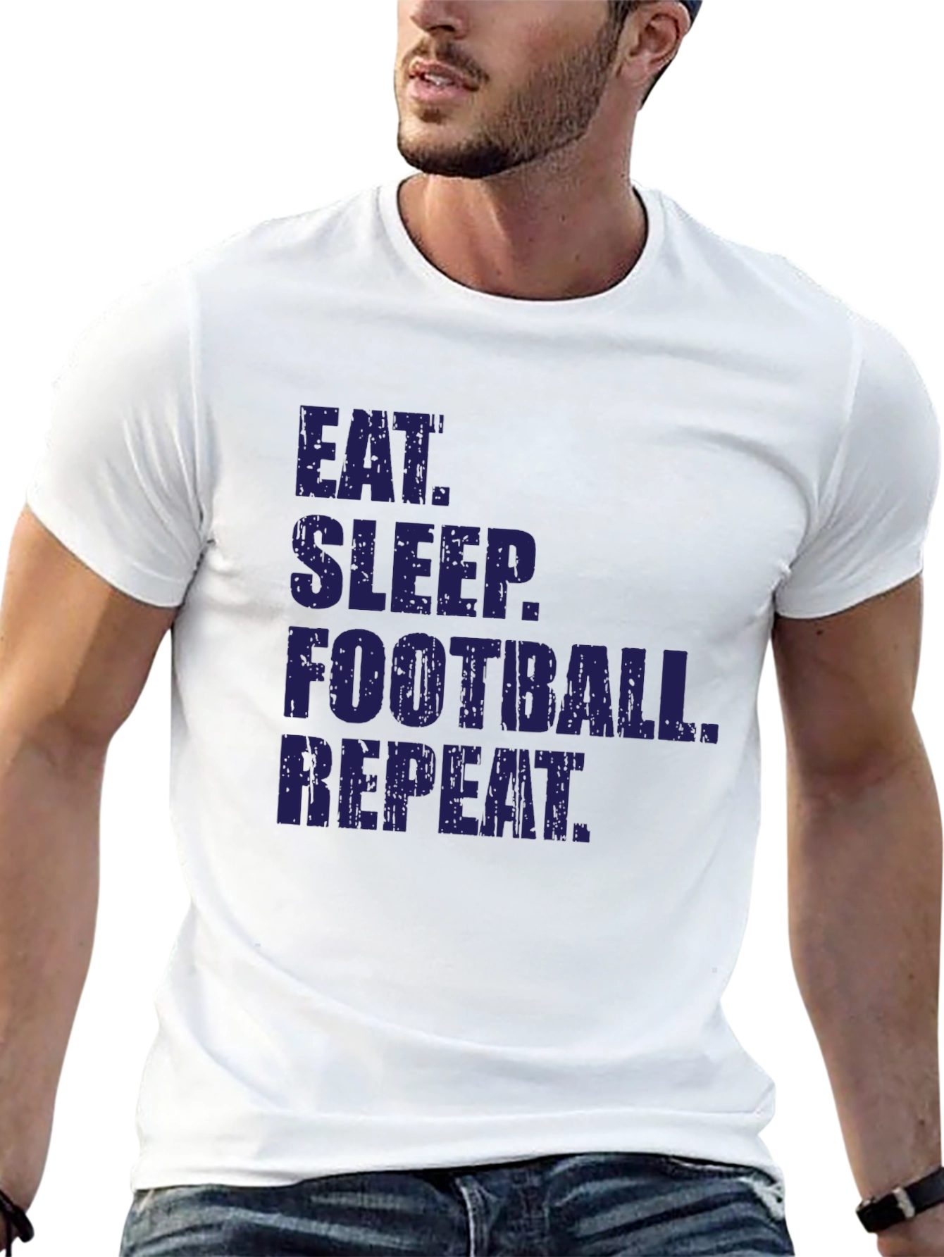 Eat Sleep Football Repeat Black T-Shirt