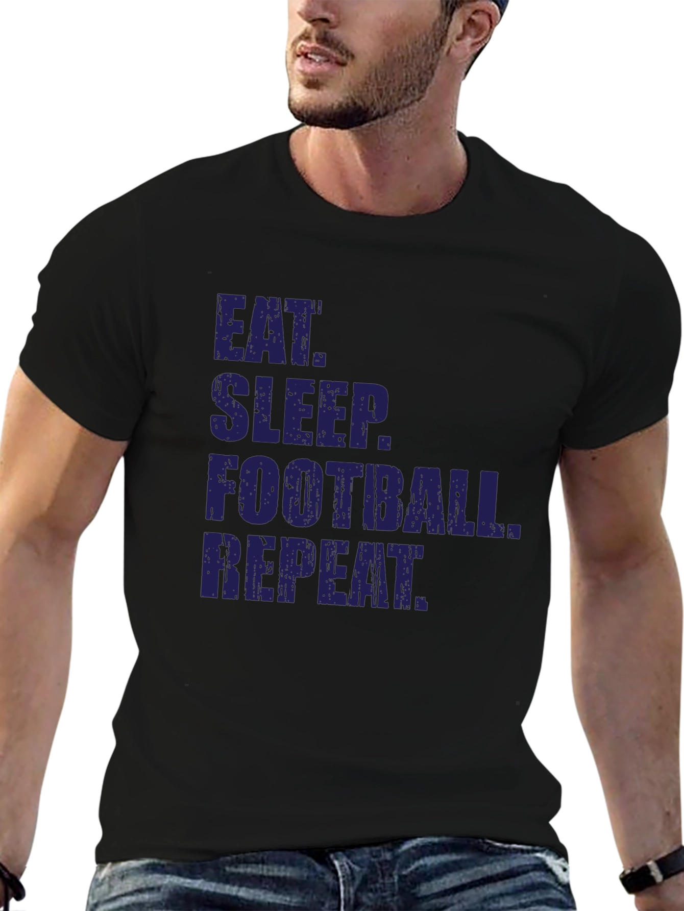 Eat Sleep Football Repeat Black T-Shirt