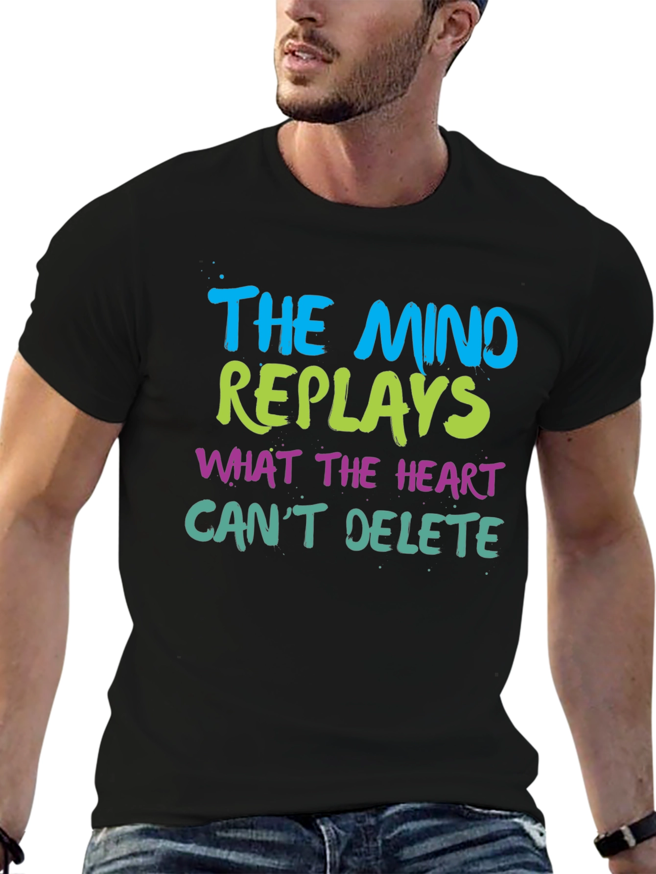 Mind Replays Heart Cant Delete Black T-Shirt
