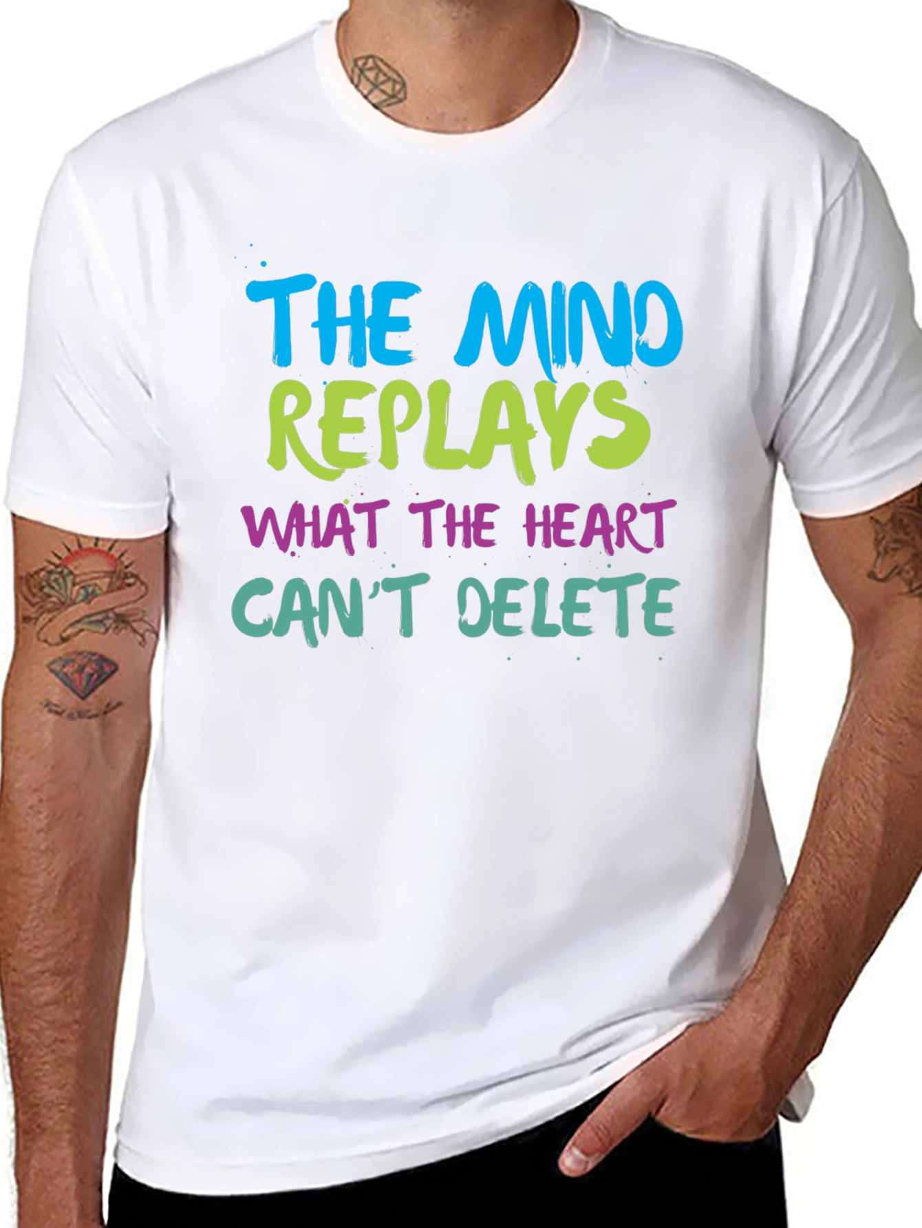 Mind Replays Heart Cant Delete Black T-Shirt